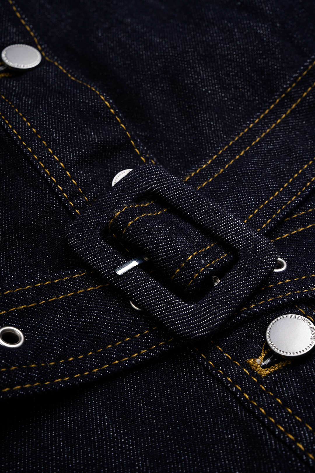 Denim asymmetrische item met revers en riem