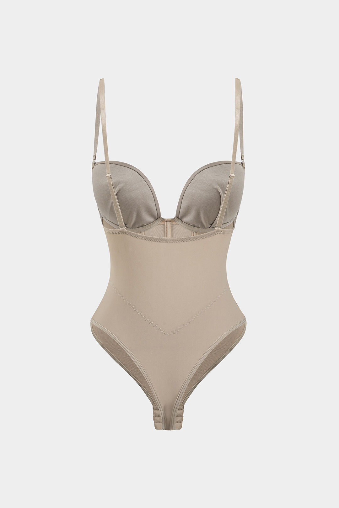 Mesh patchwork body met spaghettibandjes