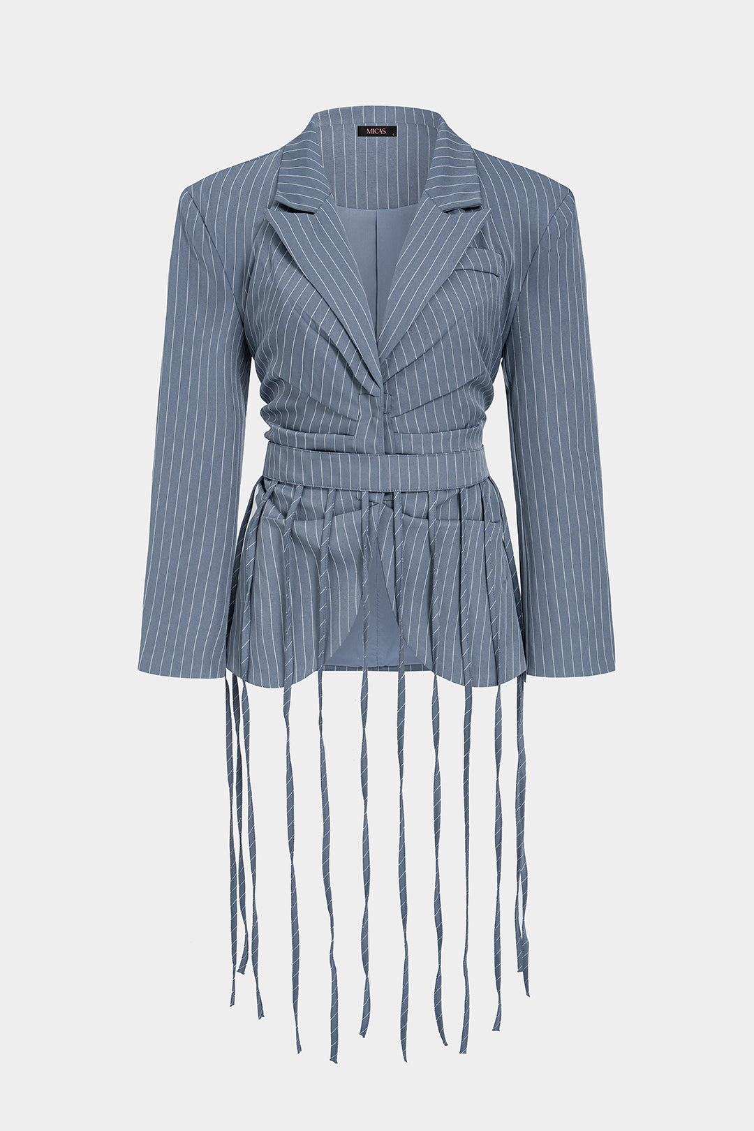 Blazer met reverskraag, franjes en ruches