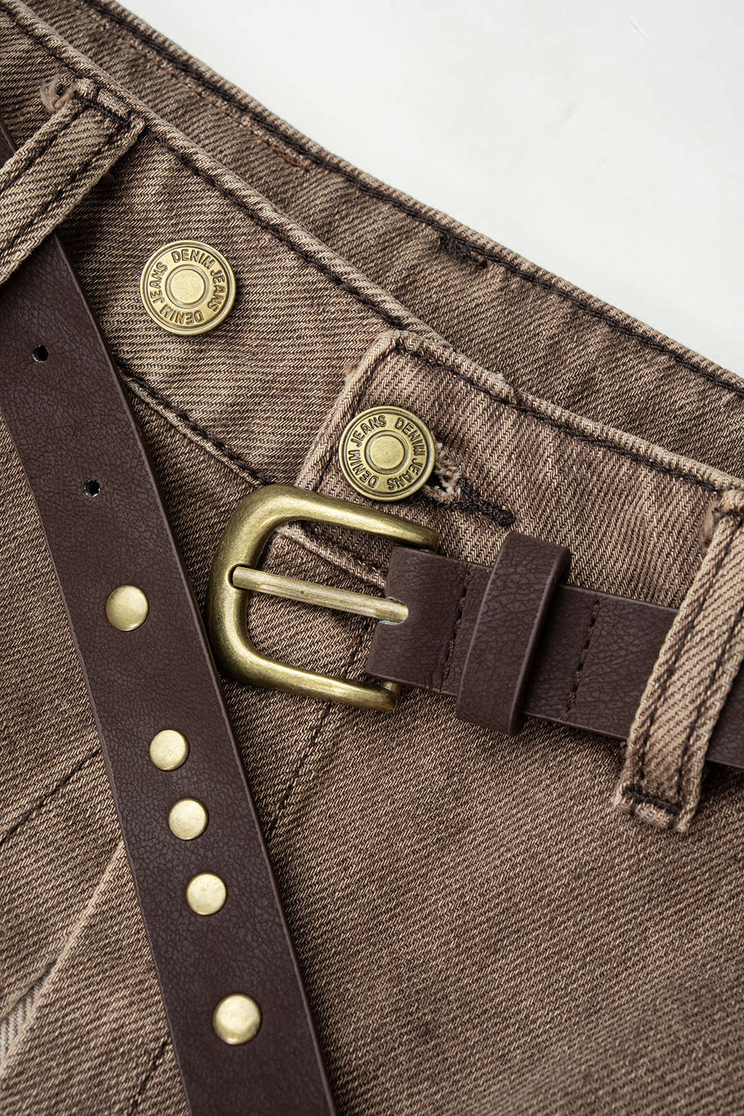 Denim minijurk met revers, knoopjes en lange mouwen