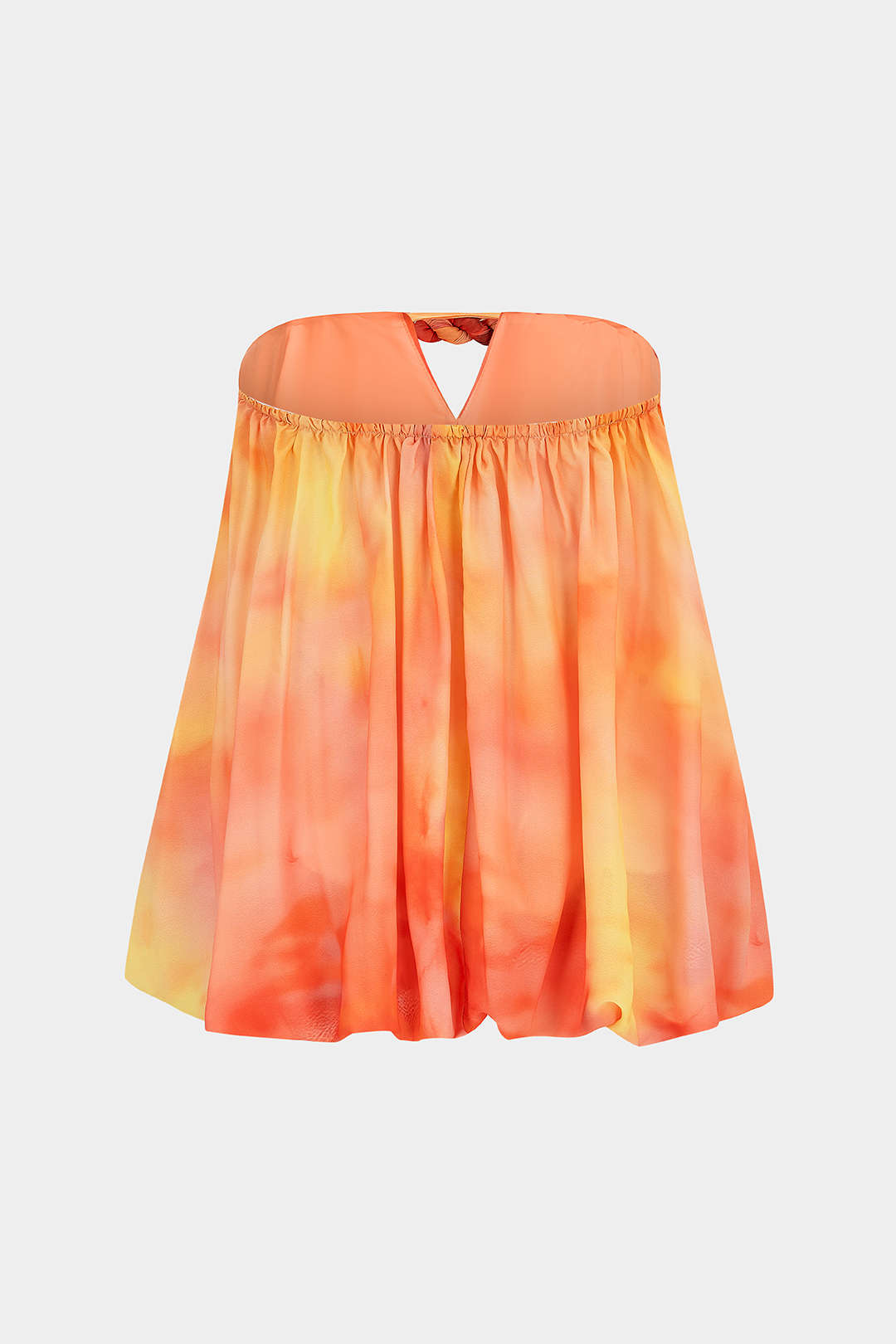 Tie-dye chiffon strapless top met uitsnijding