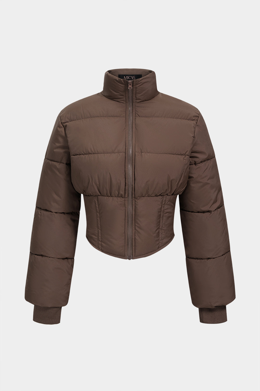 Cropped pufferjas met rits