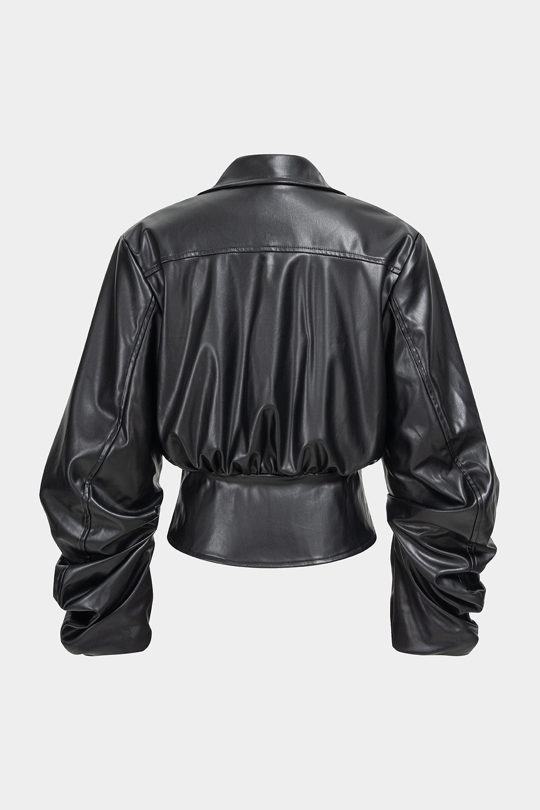 Leren-look metallic jasje met gesp