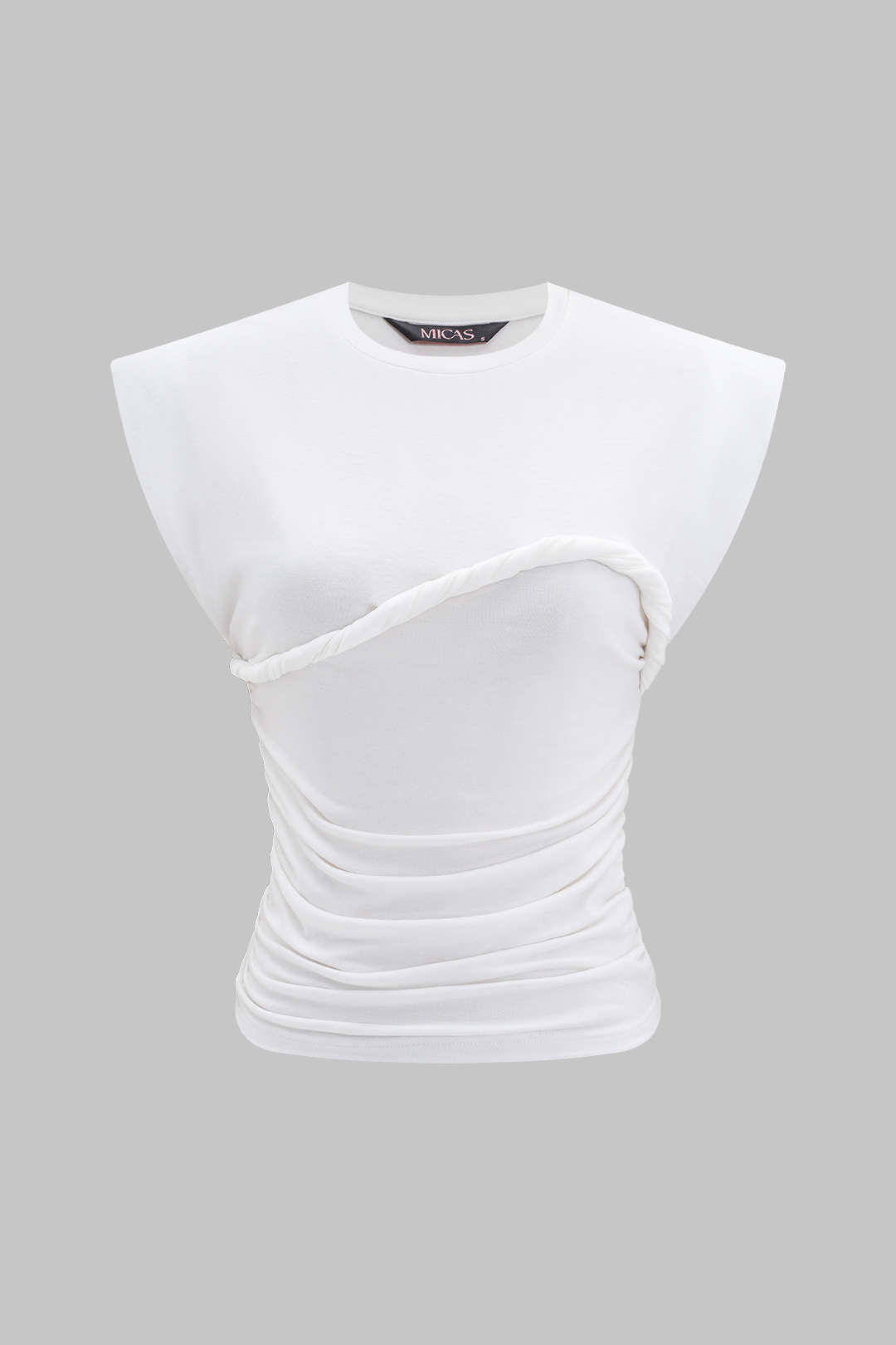 Effen T-shirt met gedraaid detail en ronde hals