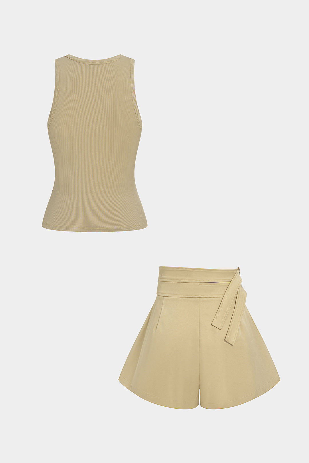 Geplooide set met tanktop en short