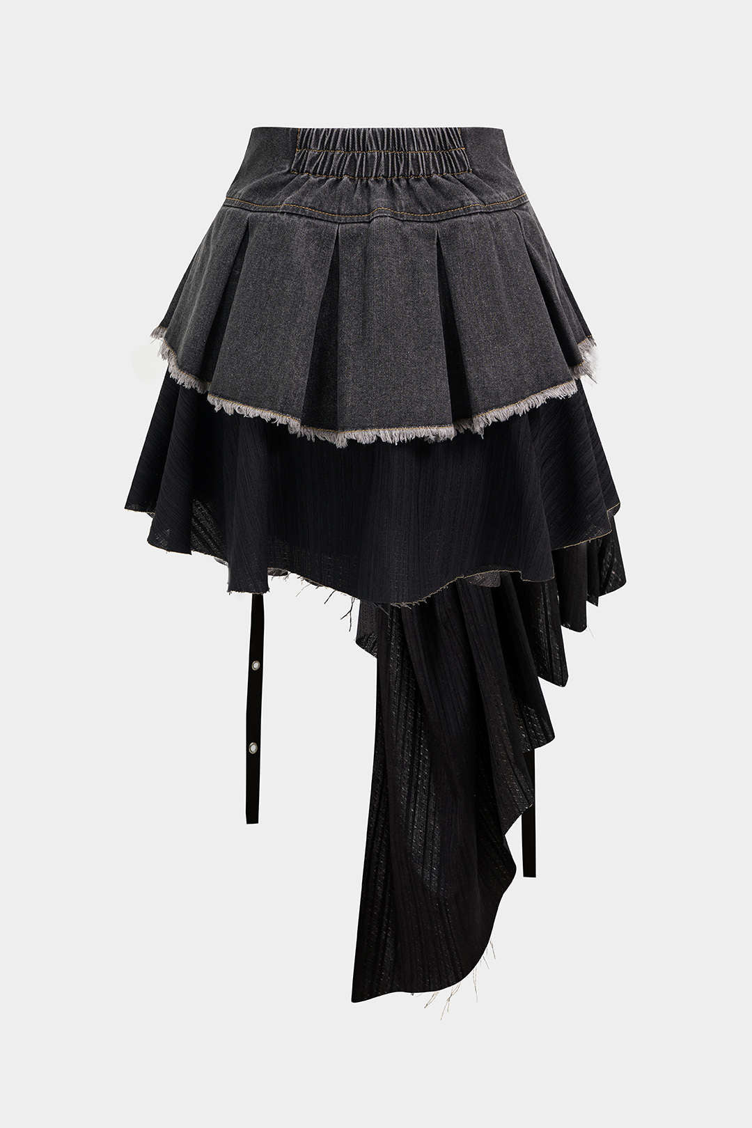 Lena - Denim patchwork rok met hoge taille