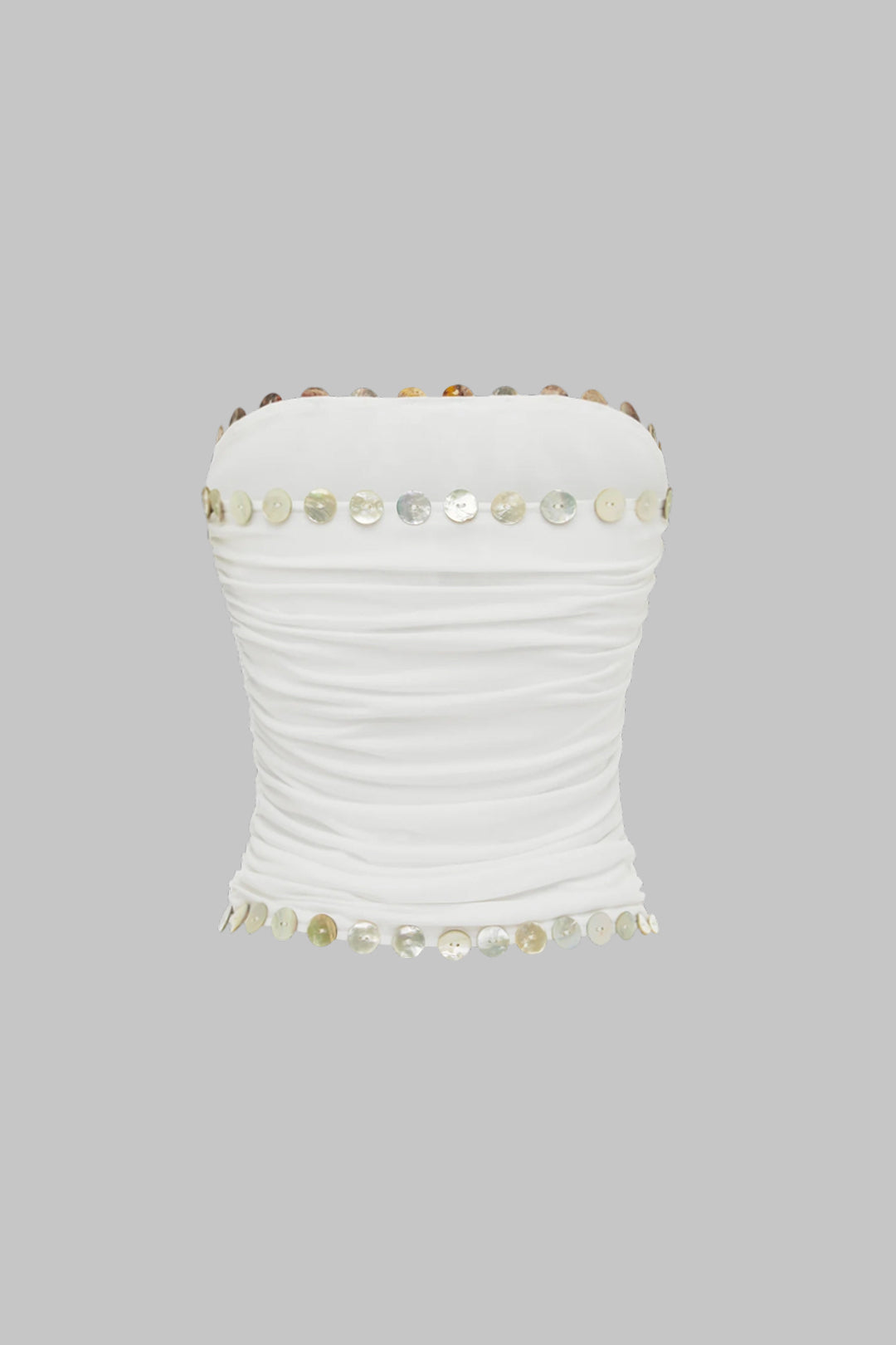 Strapless top met knoopjes en ruches