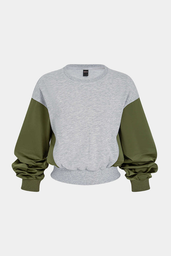 Elin - Patchwork sweater met ronde hals en lange mouwen