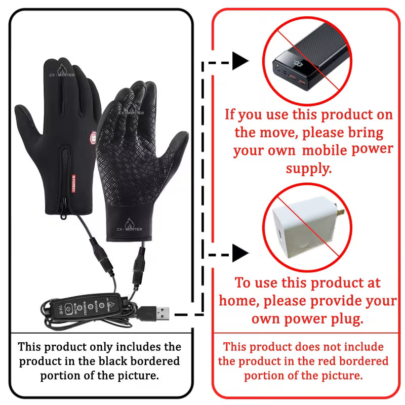 USB-Heated Touchscreen Gloves | Wind & Water Resistant – Unisex