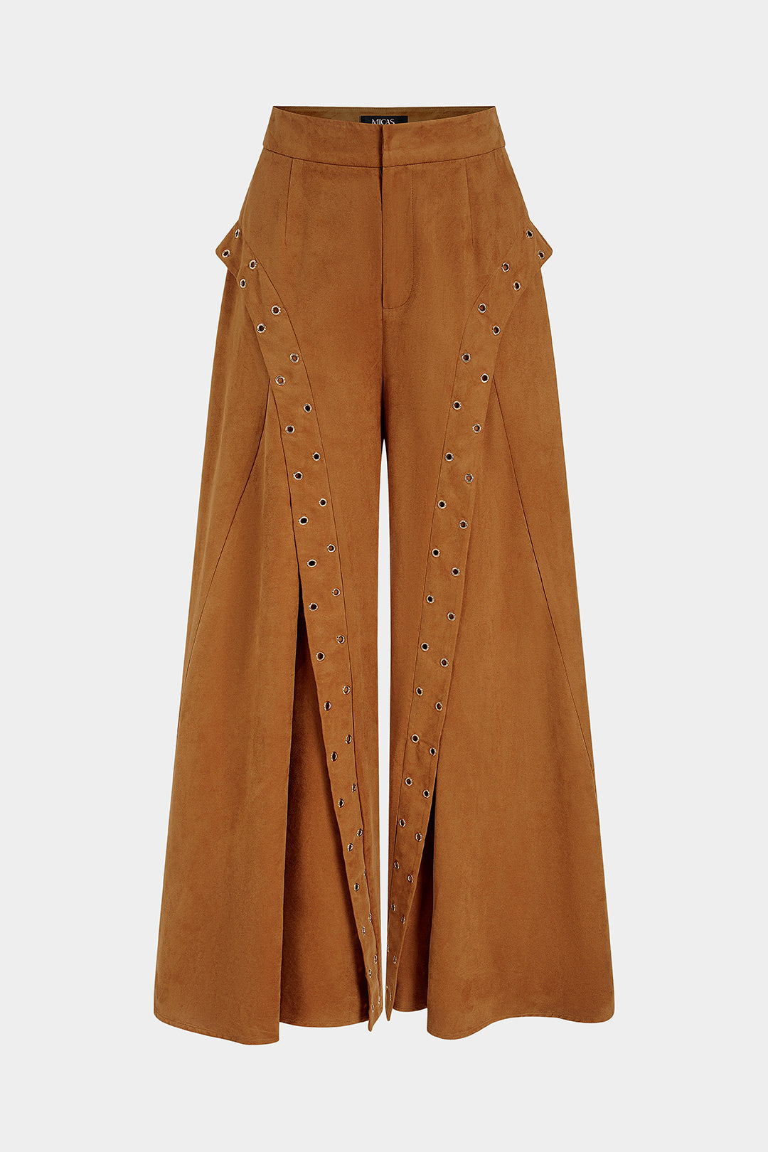 Suède broek met wijde pijpen