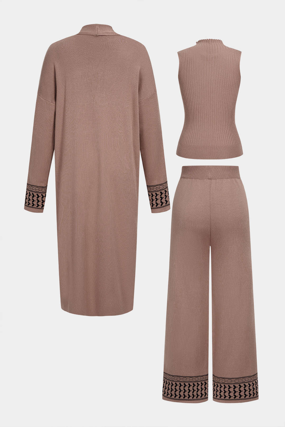 Gebreide broek met ronde hals en wijde pijpen