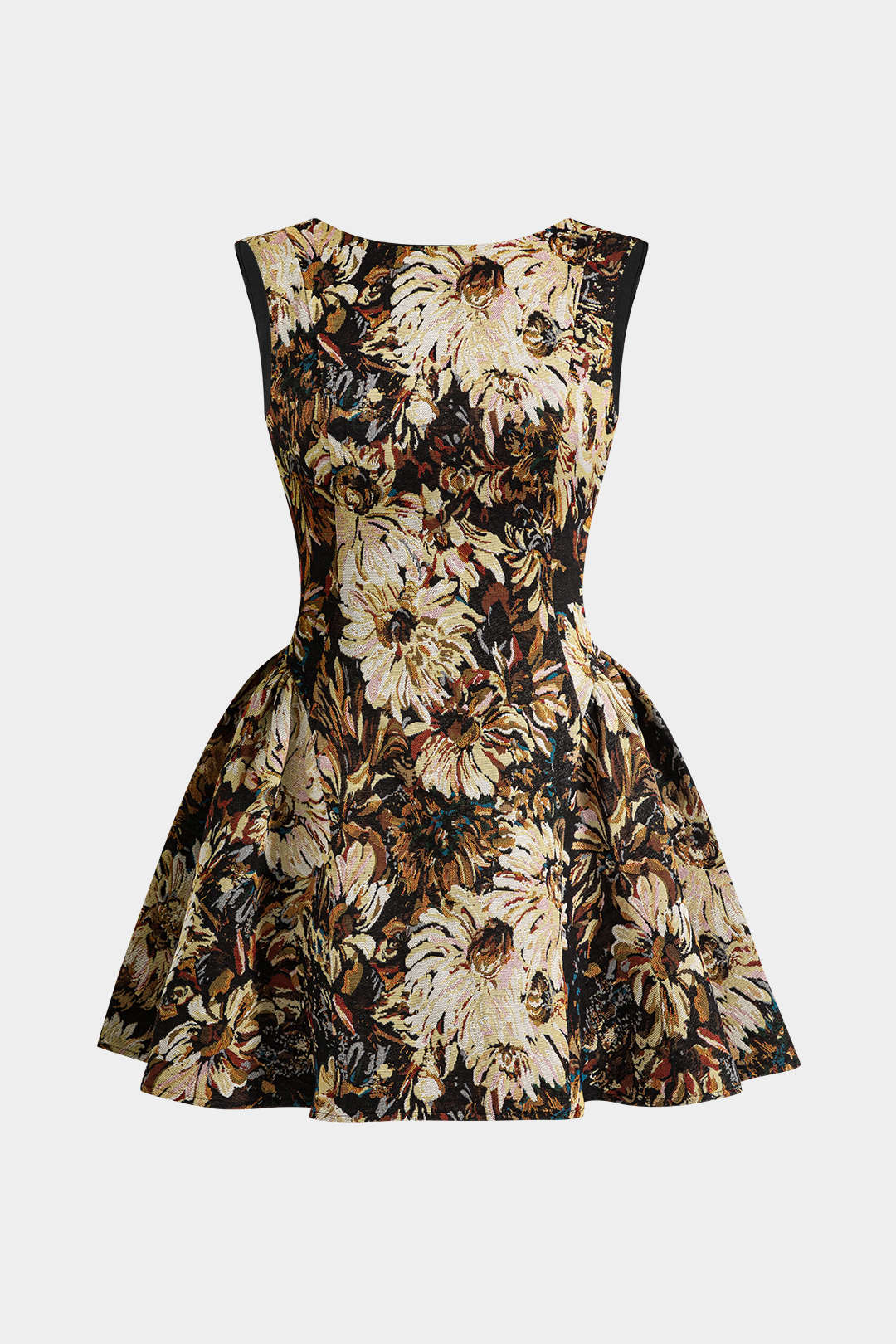 Luna - Jacquard mouwloze minijurk met ruches
