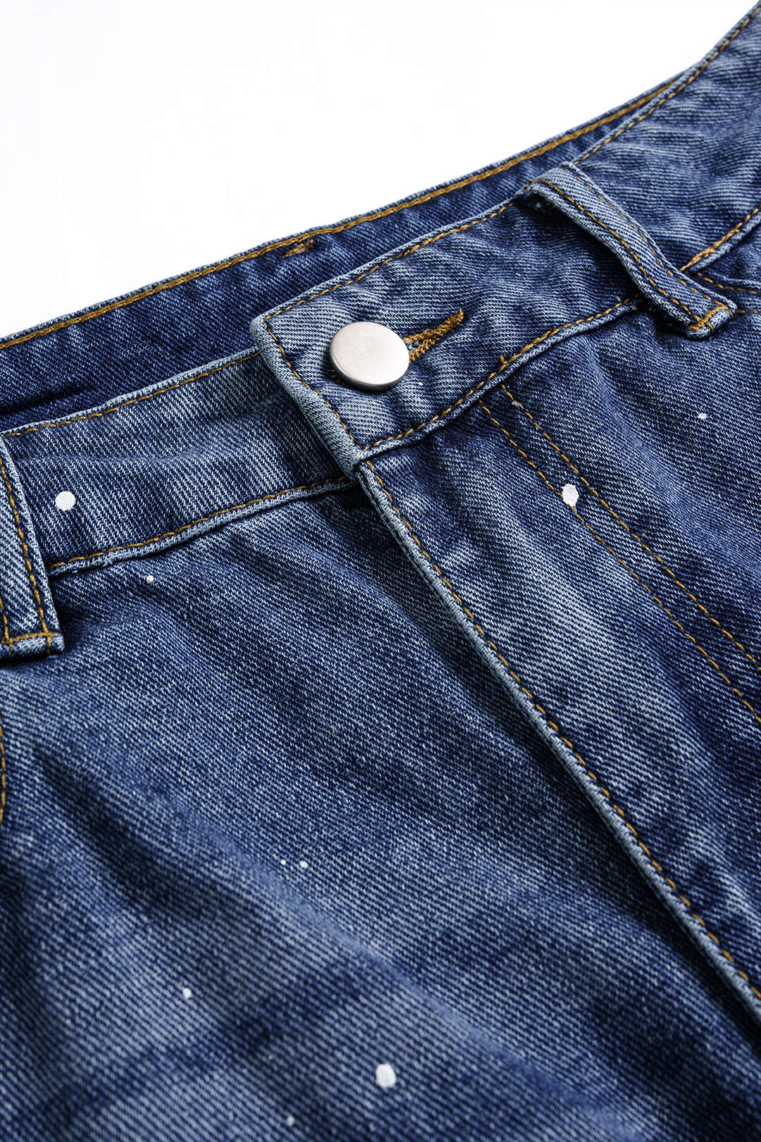Patchwork jeans met kant, uitsnijding en wijde pijpen