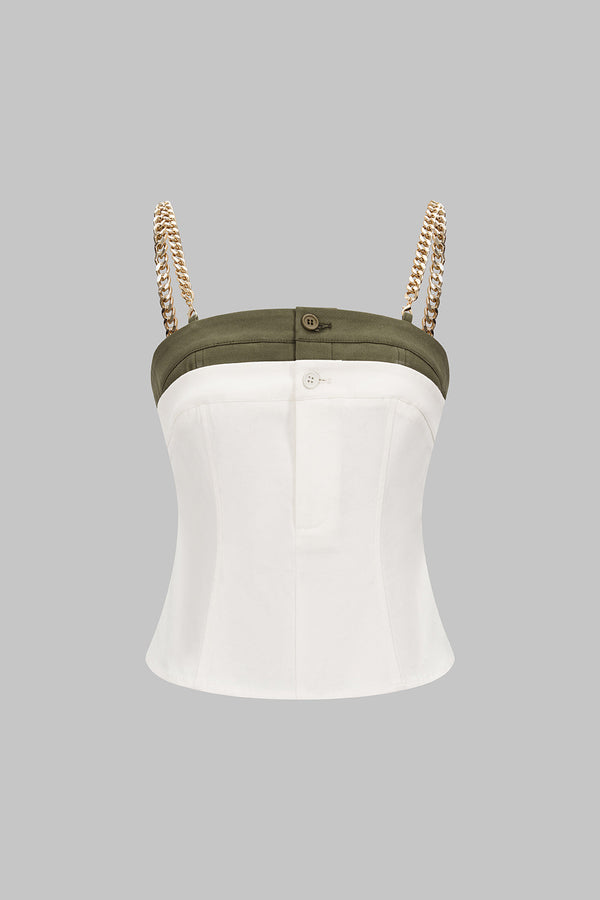 Céline - Metallic top met kettingdetail
