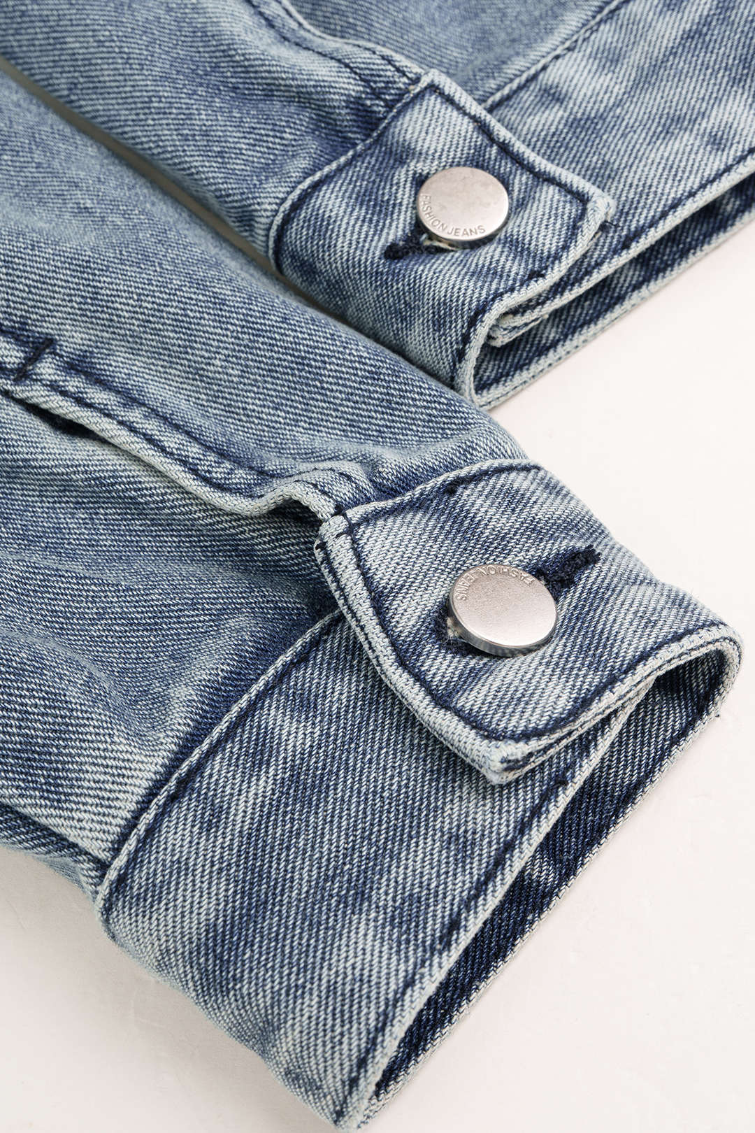 Denim patchwork jasje met strik