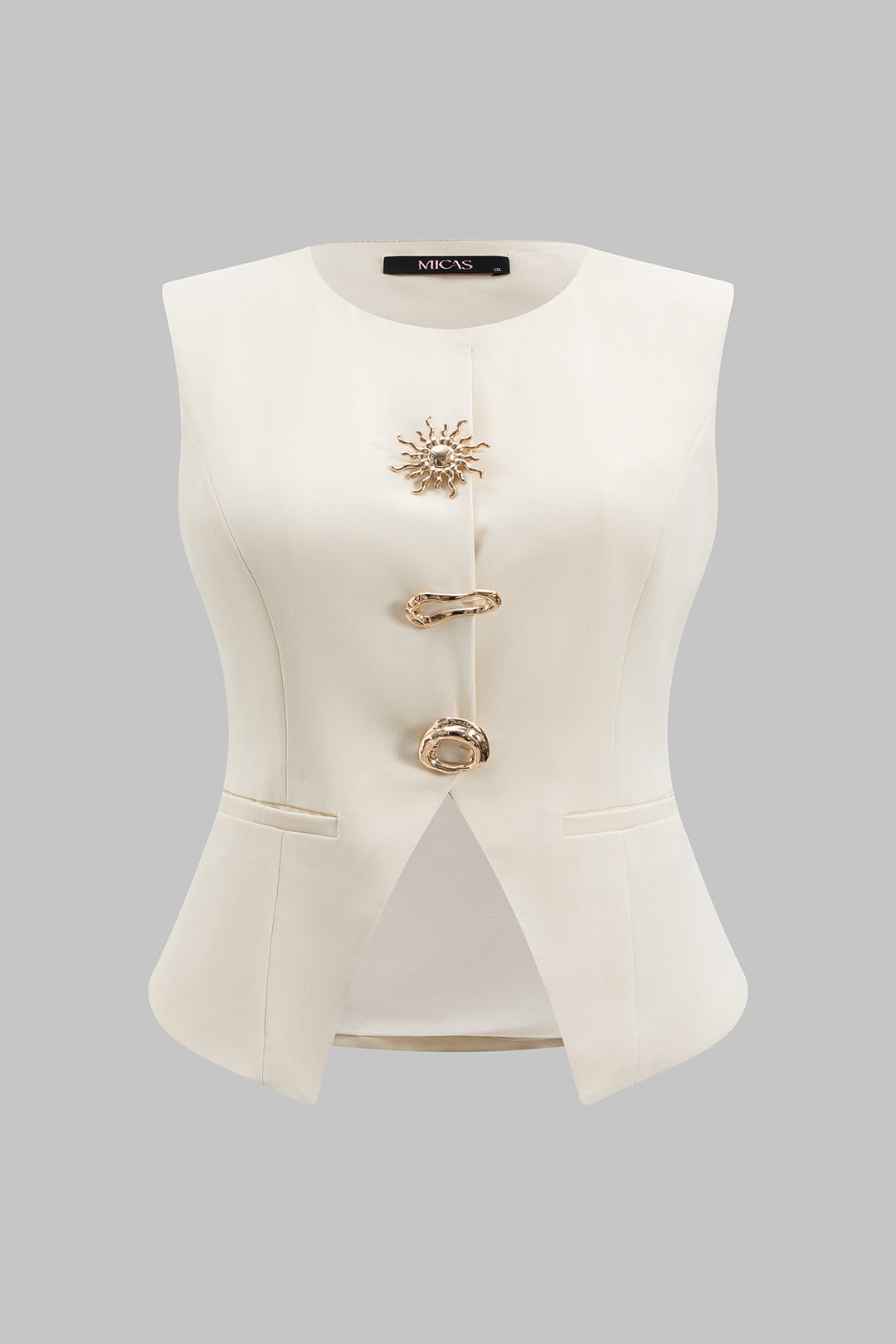 Metallic tanktop met zakken en knoopjes