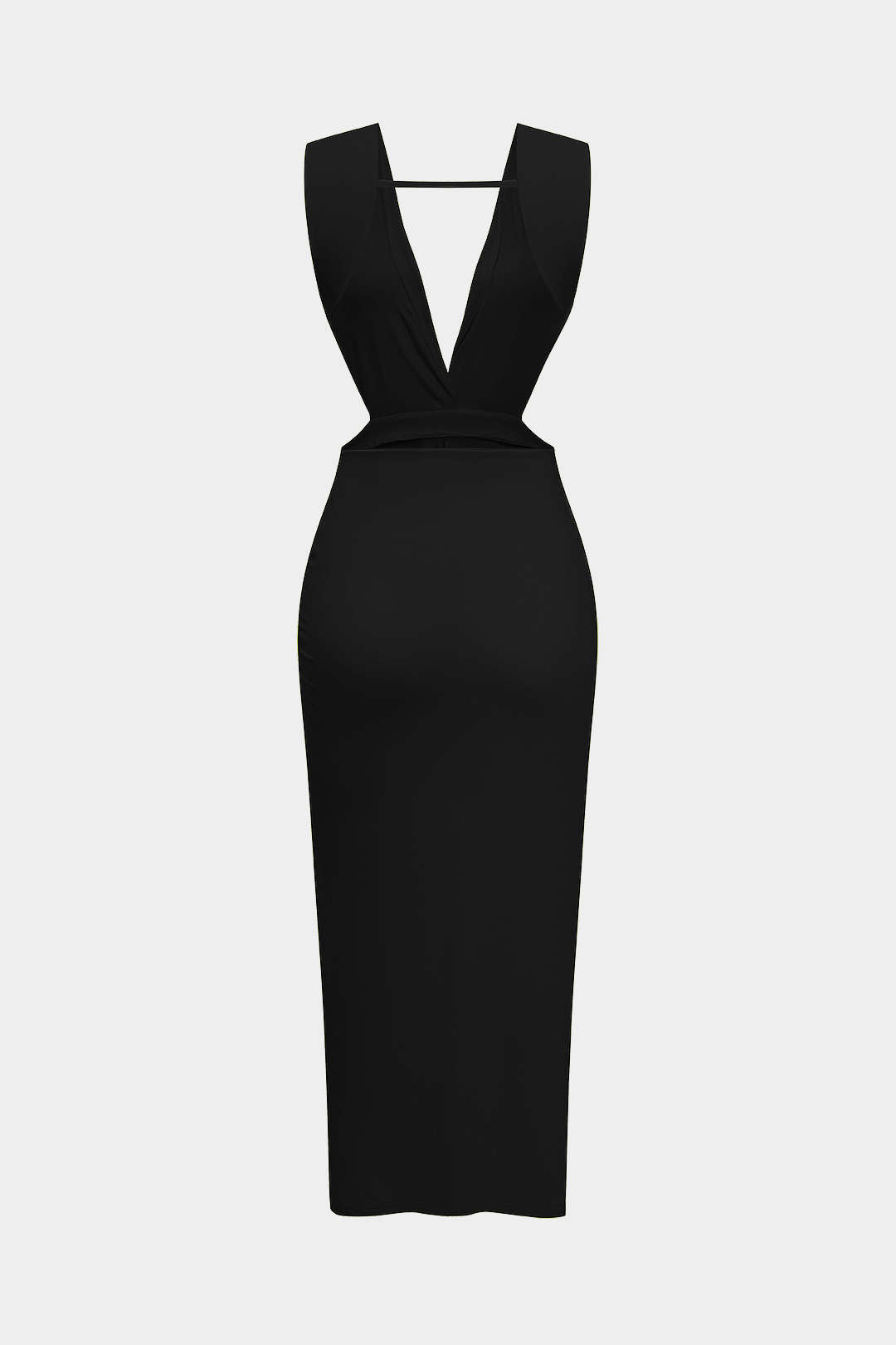 Mouwloze midijurk met ruches, gedraaid detail en knoopdetail