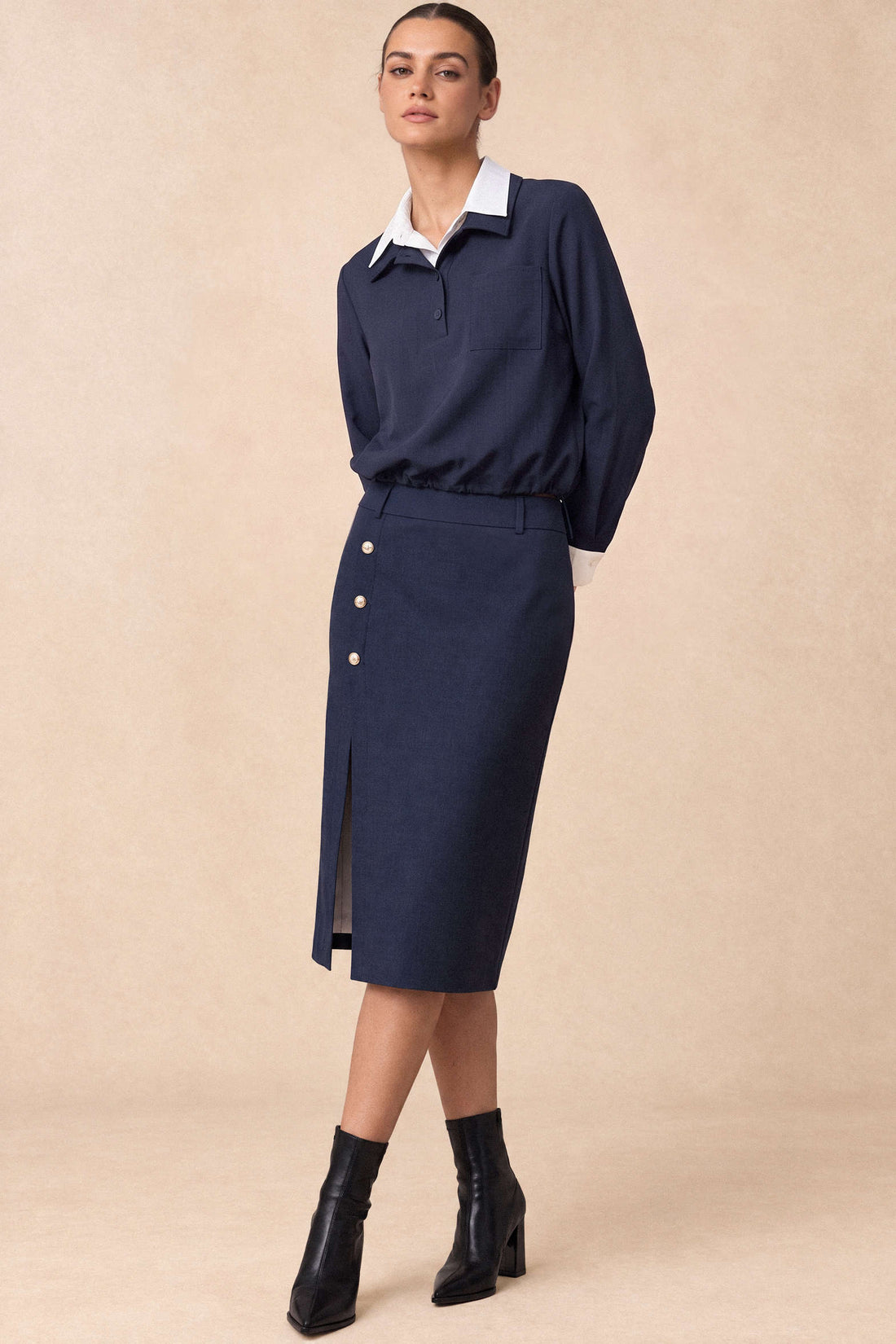 Metallic midirok met split