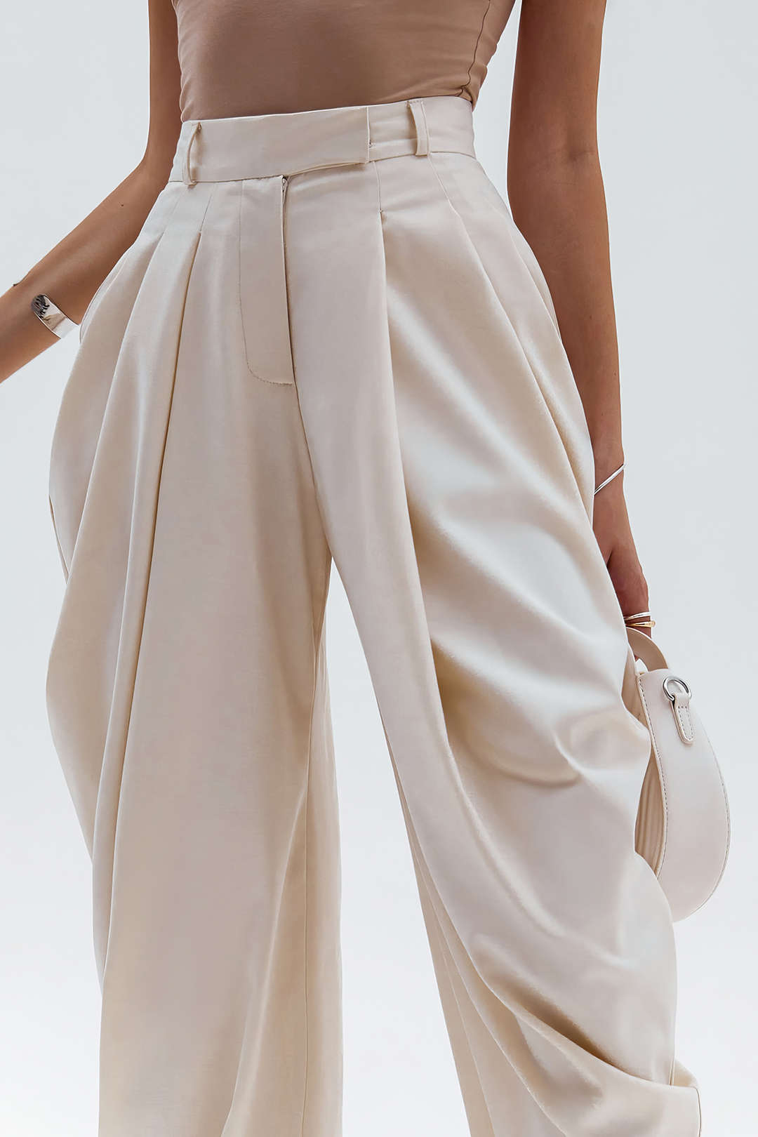Effen pantalon met ruches