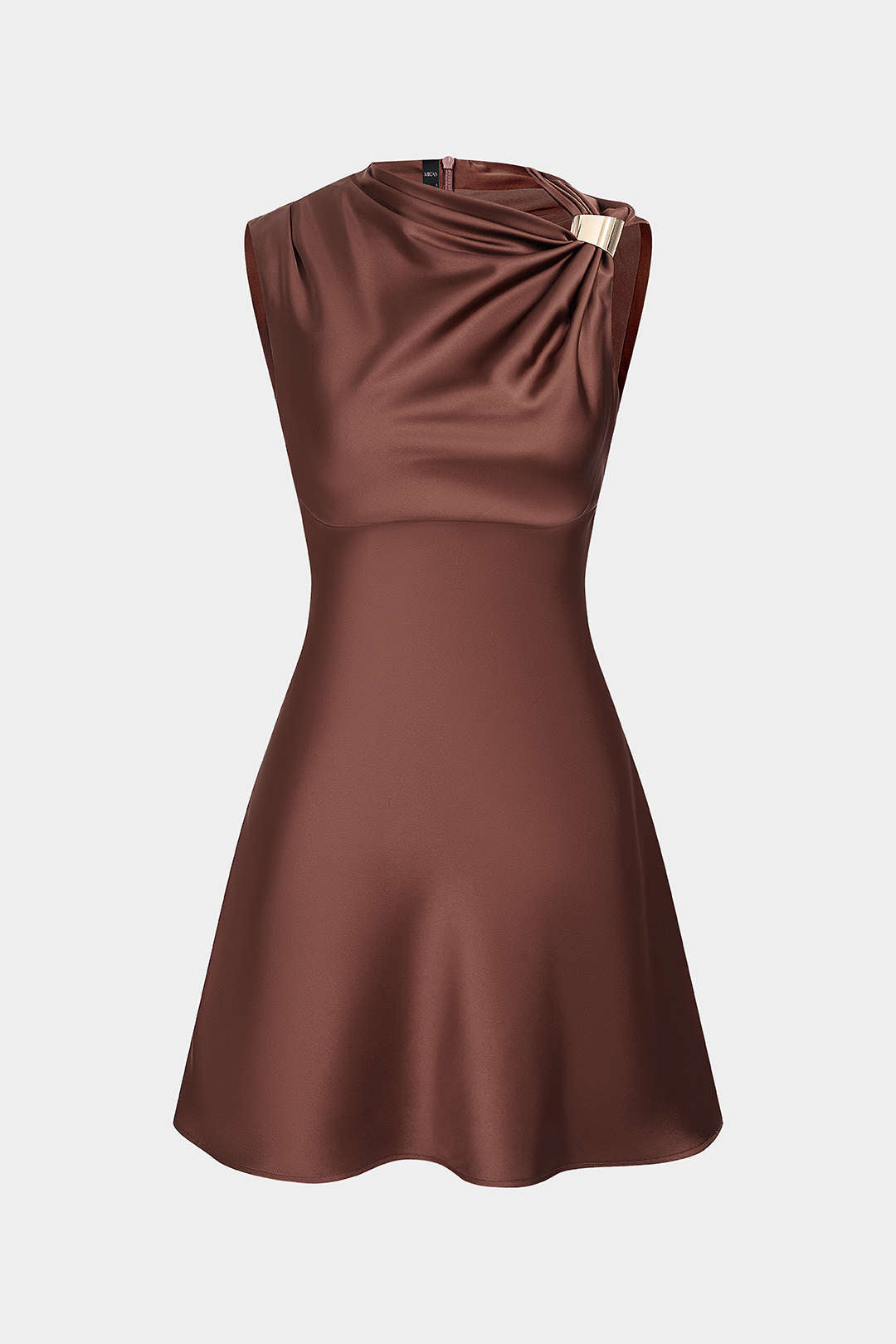 Satijnen metallic minijurk met ruches