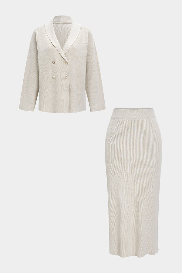 Saar - Gebreide set met vest en rok