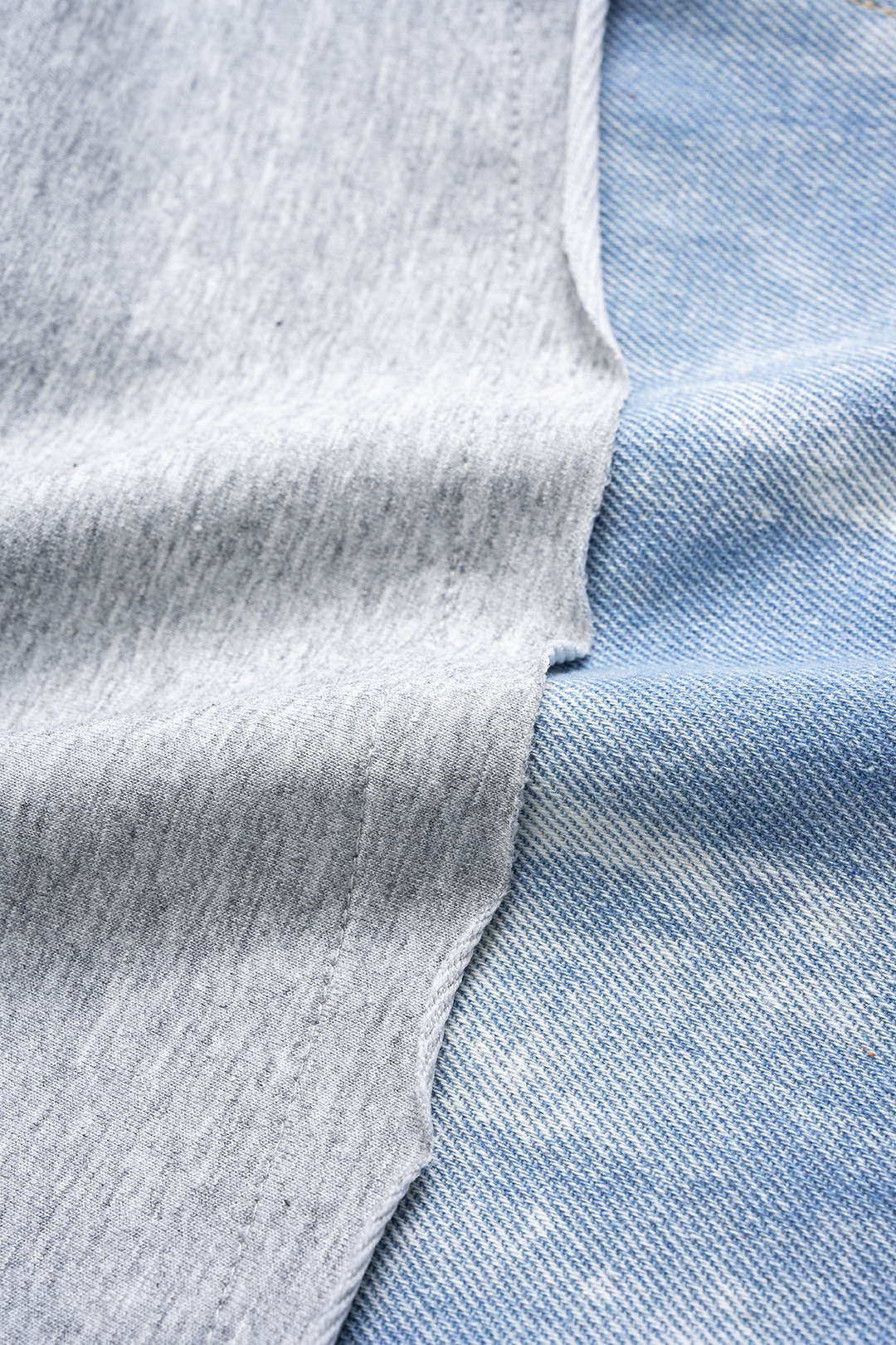 Denim patchwork broek met trekkoord
