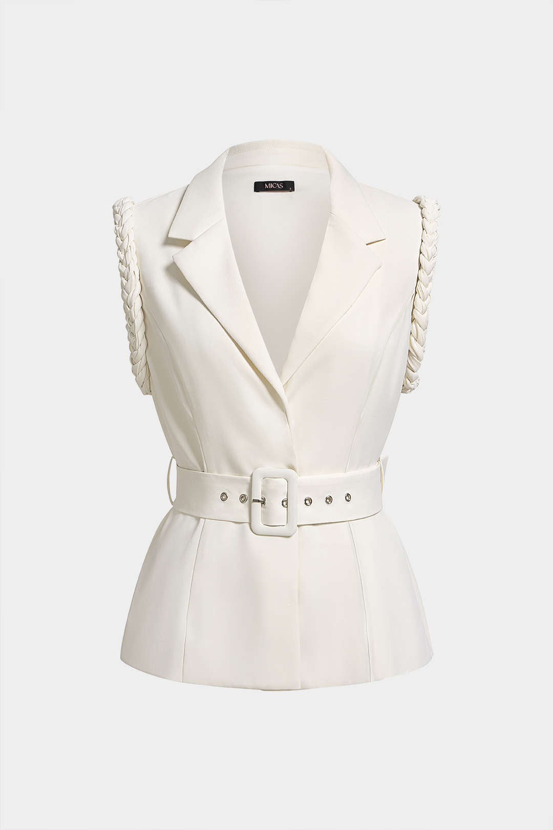 Gilet met reverskraag en riem
