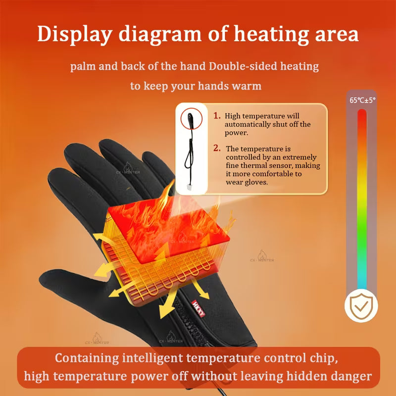 USB-Heated Touchscreen Gloves | Wind & Water Resistant – Unisex