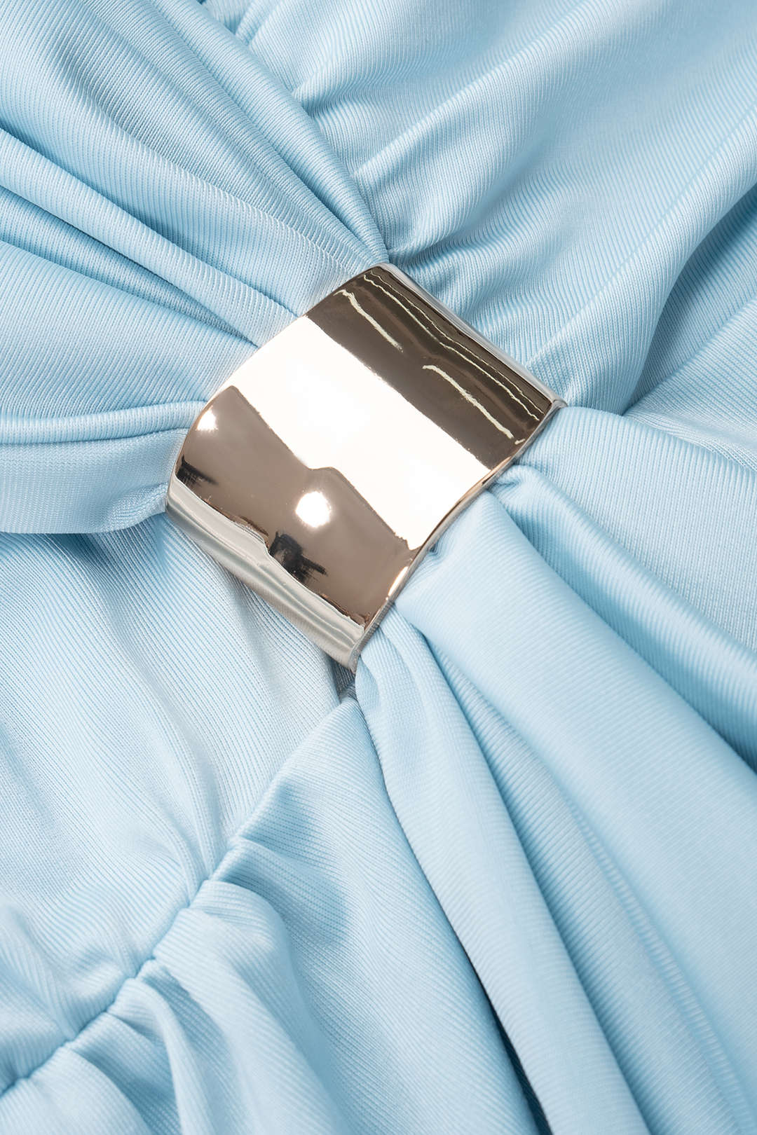 Metallic minijurk met halternek, V-hals en strik