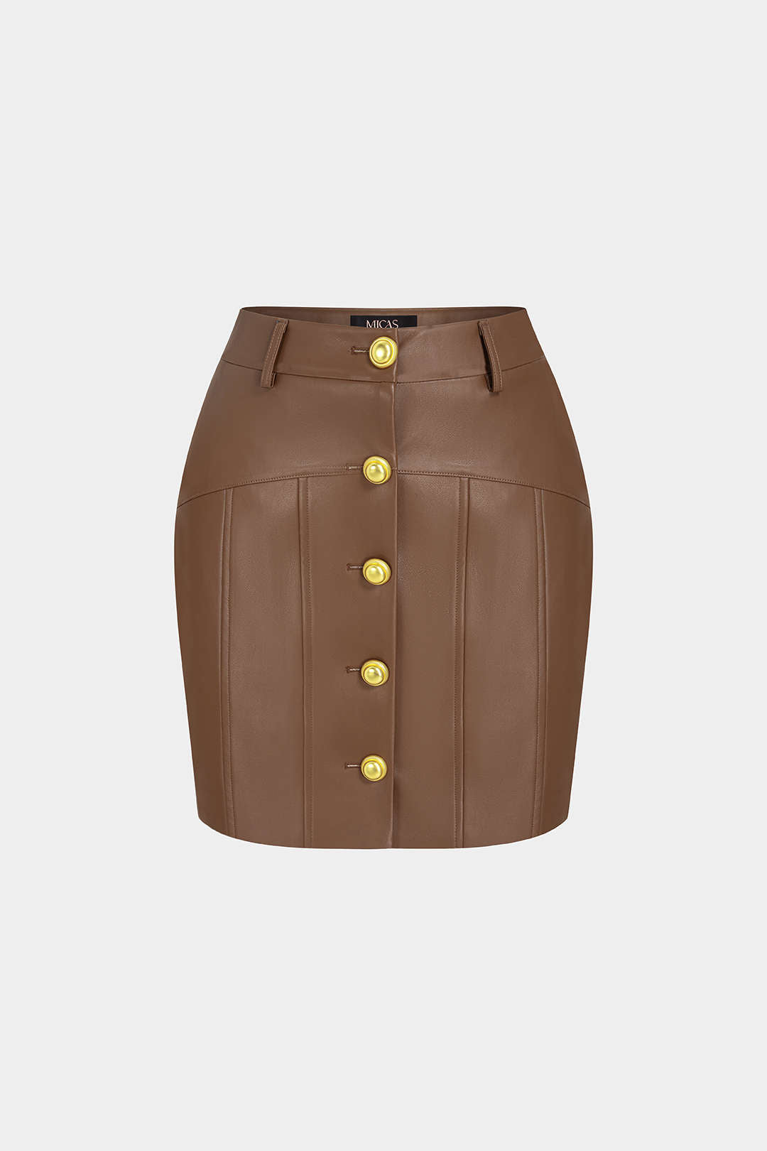 Leren-look minirok met hoge taille