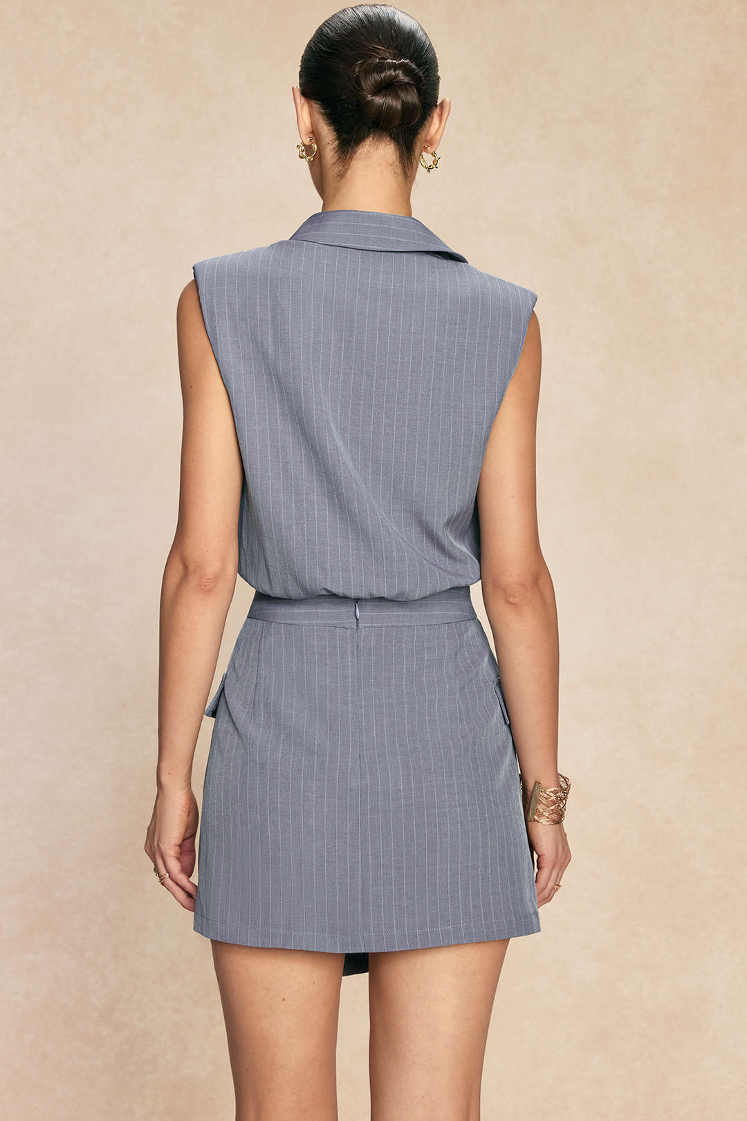 Gestreepte asymmetrische rok met hoge taille