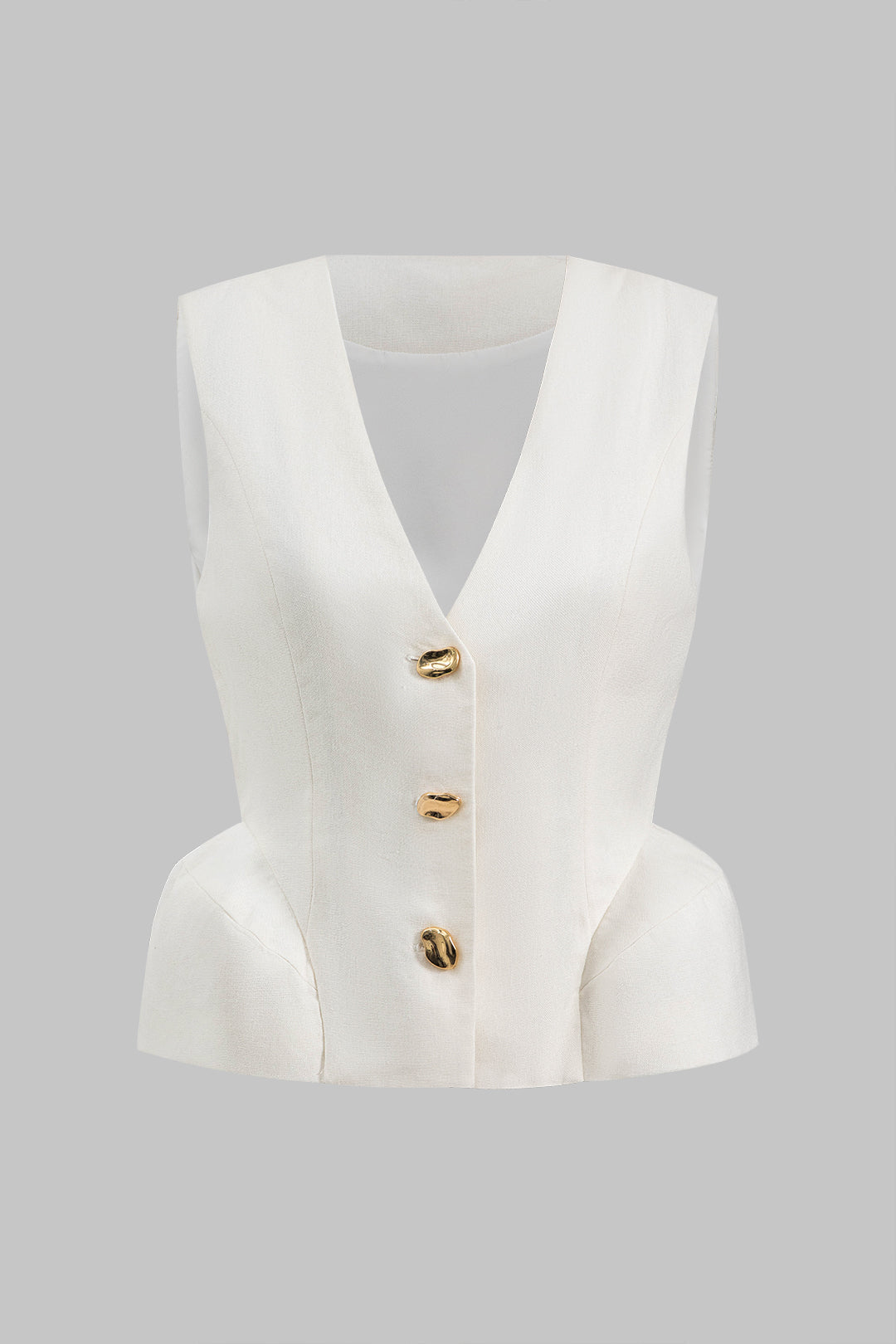 Linnen metallic tanktop met knoopjes