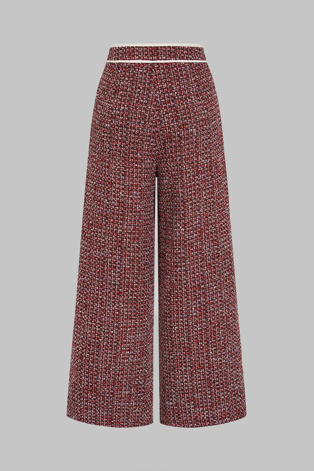 Tweed broek met hoge taille en wijde pijpen