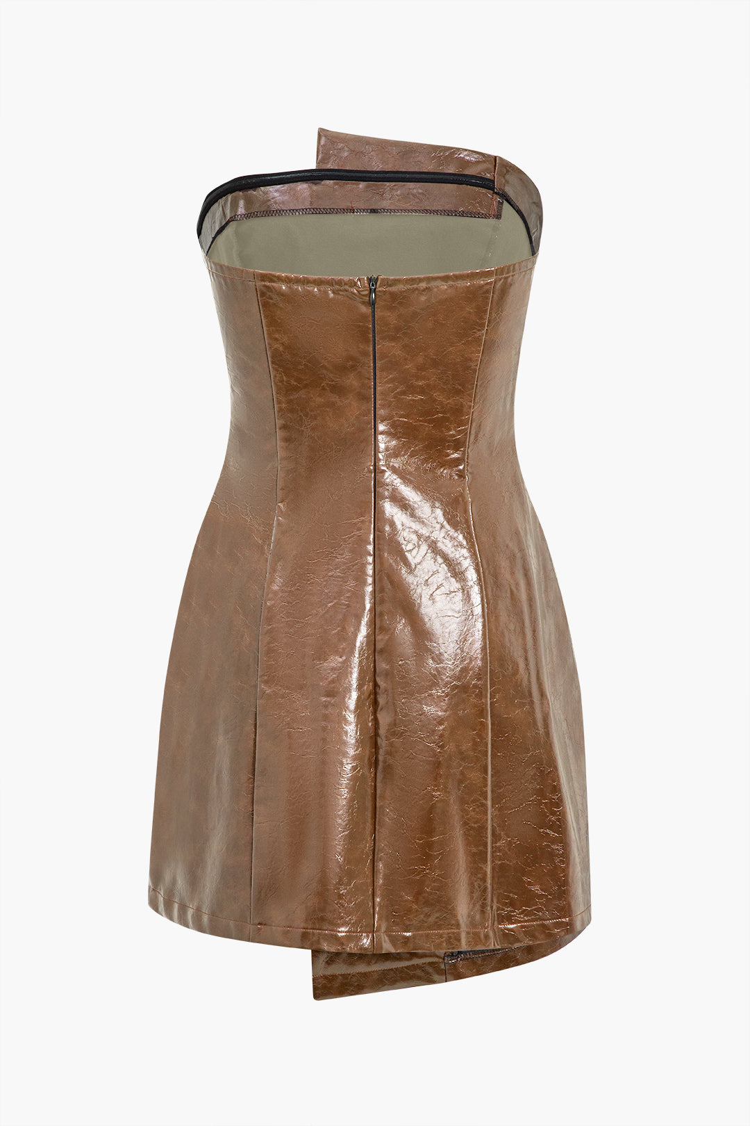 Leren-look minijurk met strapless pasvorm