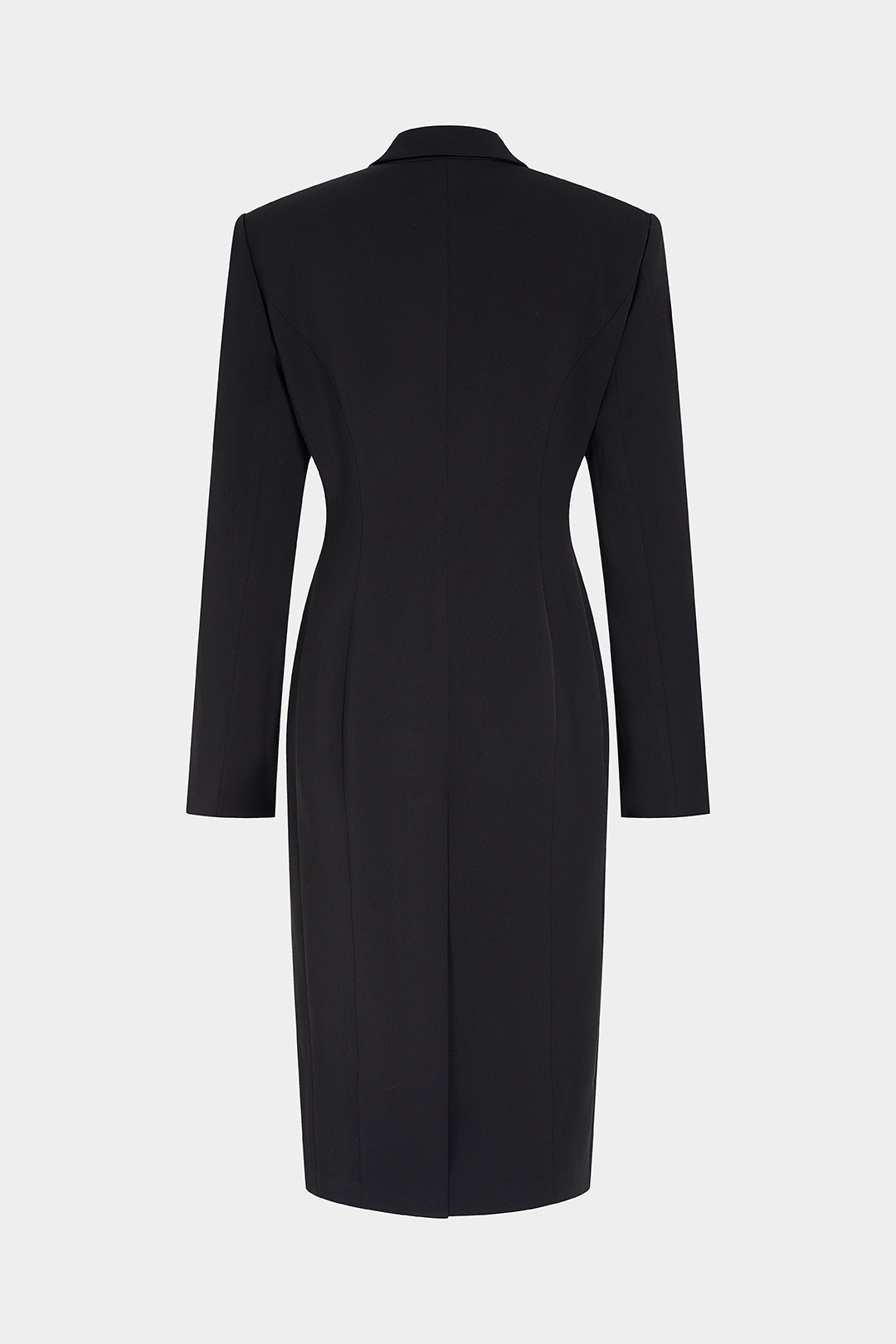 Asymmetrische midi-jurk met metalen details en lange mouwen