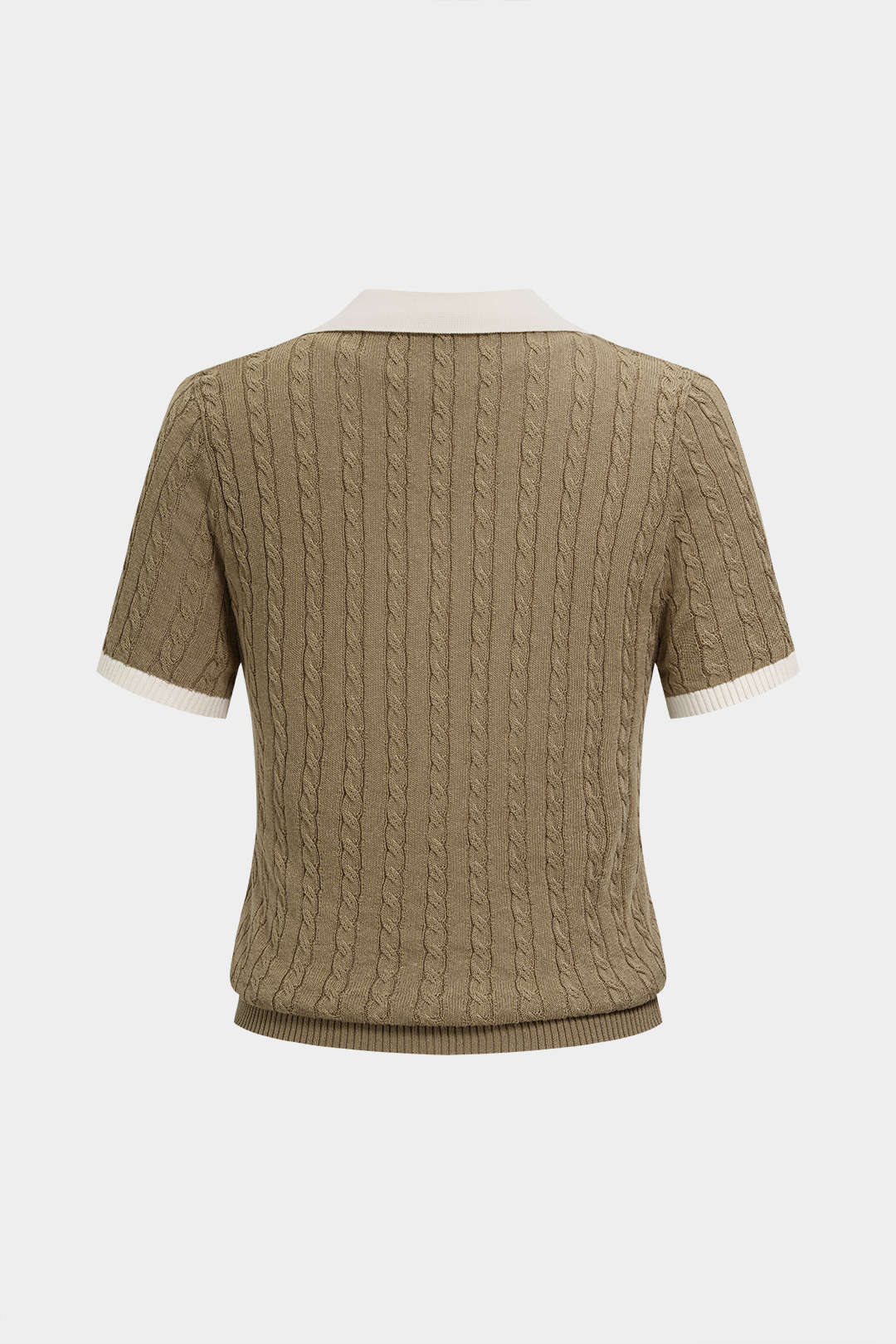 Gebreide top met revers en korte mouwen