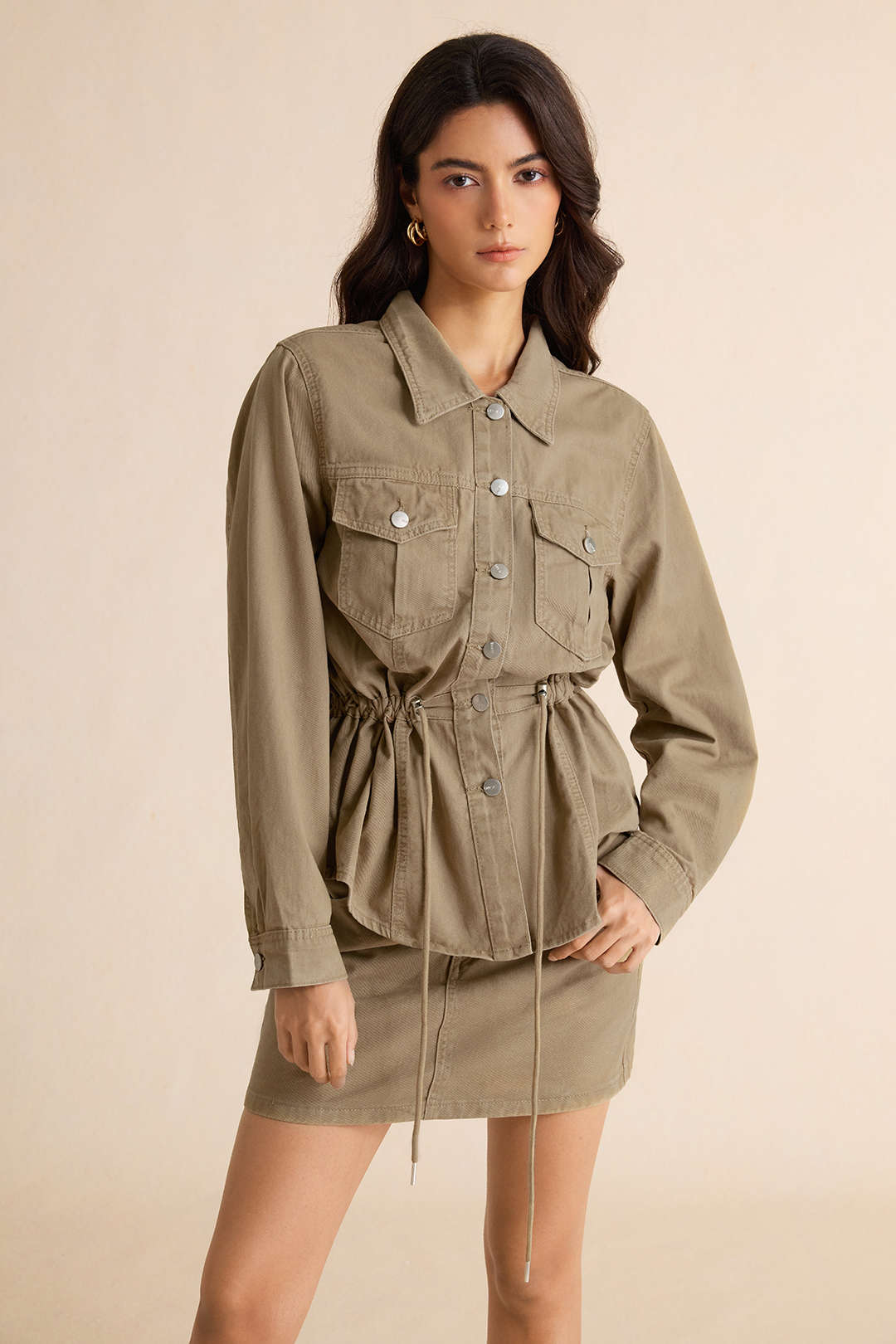 Denim set met blouse en minirok