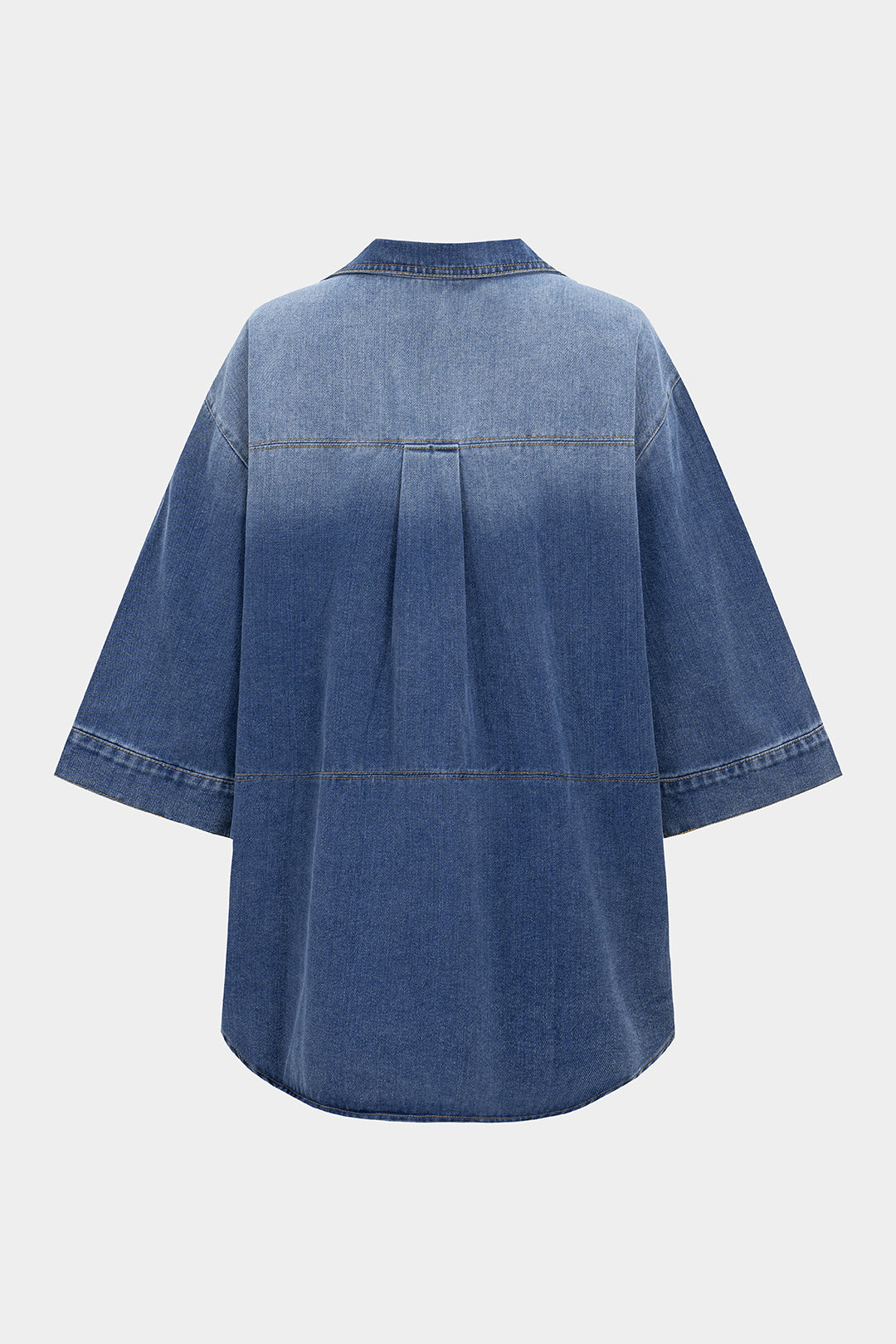 Merel - Denim blouse met strik en lange mouwen