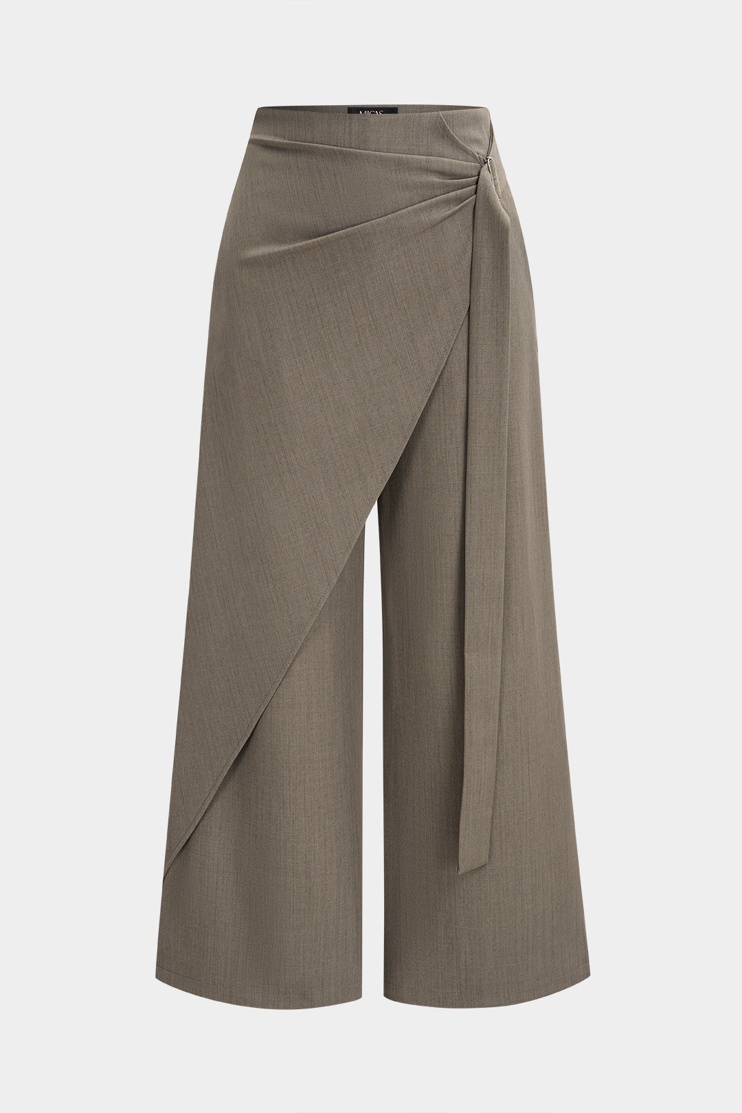 Asymmetrische broek met strik en wijde pijpen