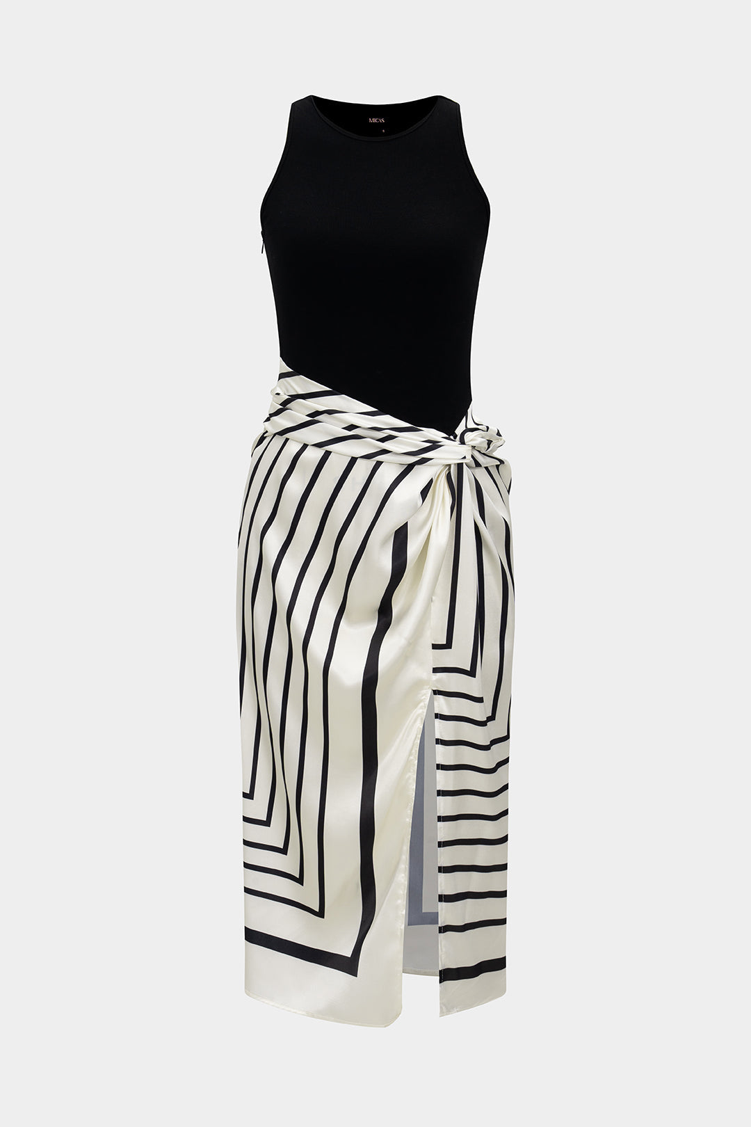 Gestreepte patchwork midijurk