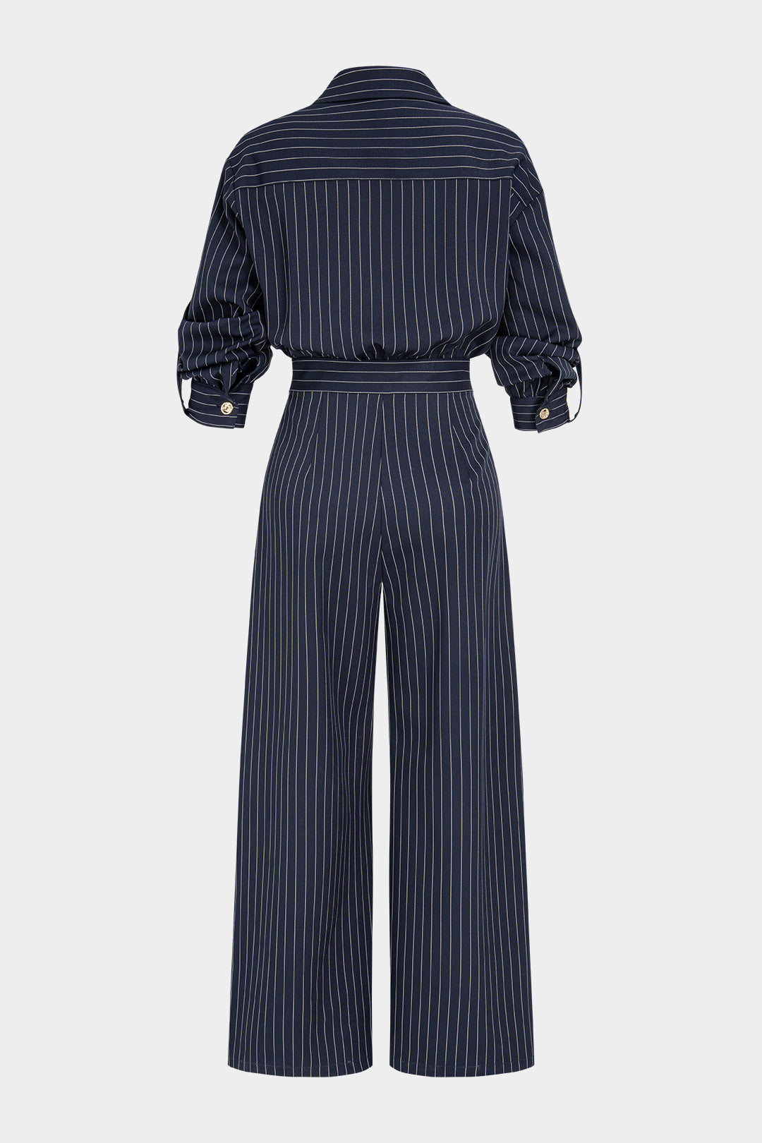 Patchwork metallic jumpsuit met knoopjes en lange mouwen