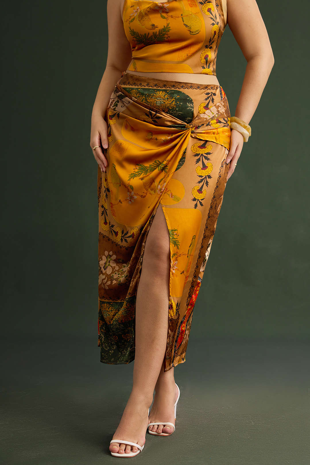 Rok met rits, hoge taille en gedraaid detail