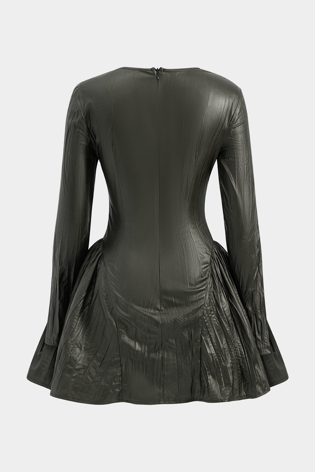 Livia - Asymmetrische minijurk met ruches en lange mouwen