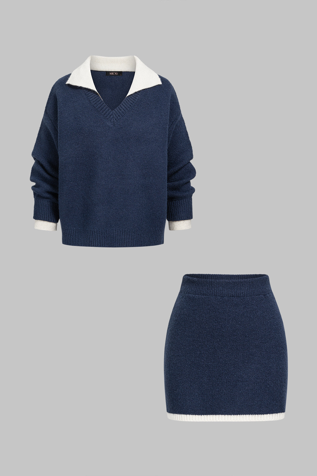 Rosa - Gebreide set met top en minirok