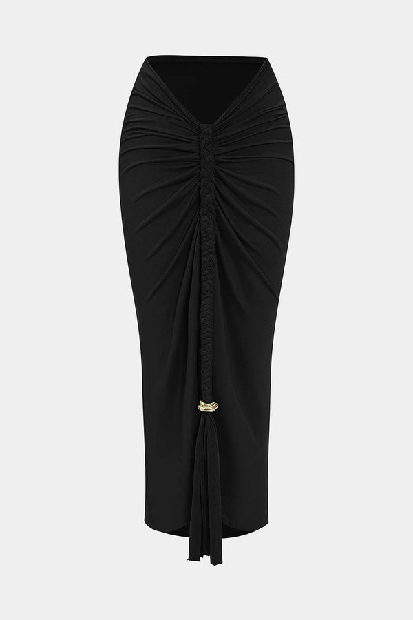 Rosa - Metallic rok met ruches
