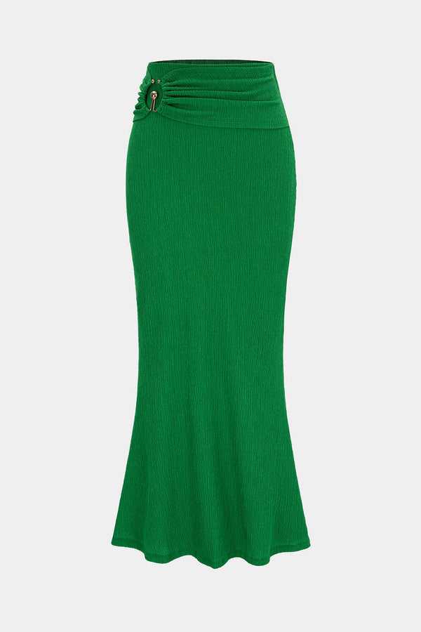 Gestructureerde asymmetrische rok met ruches en hoge taille