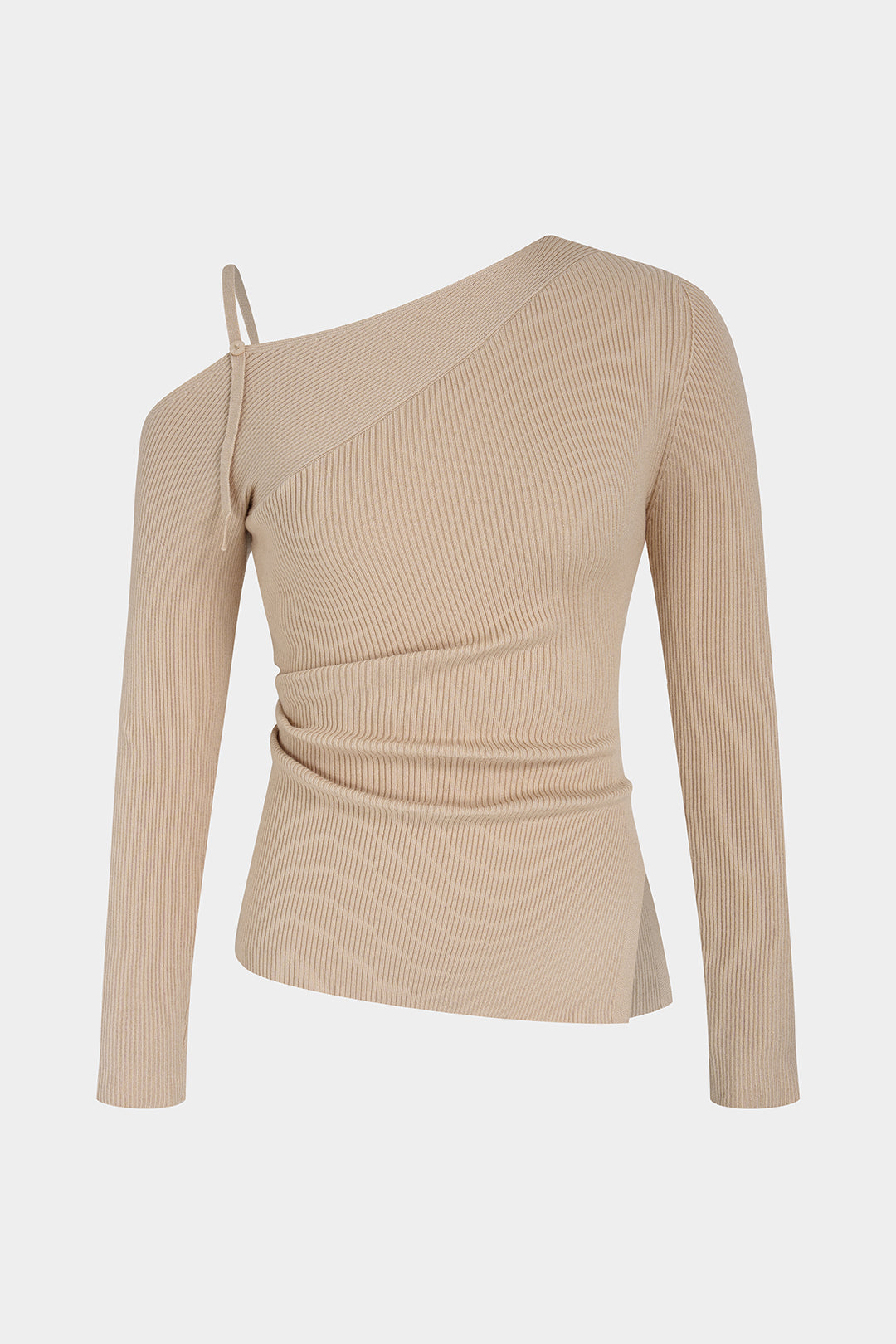 Zoë - Gebreide asymmetrische top met lange mouwen
