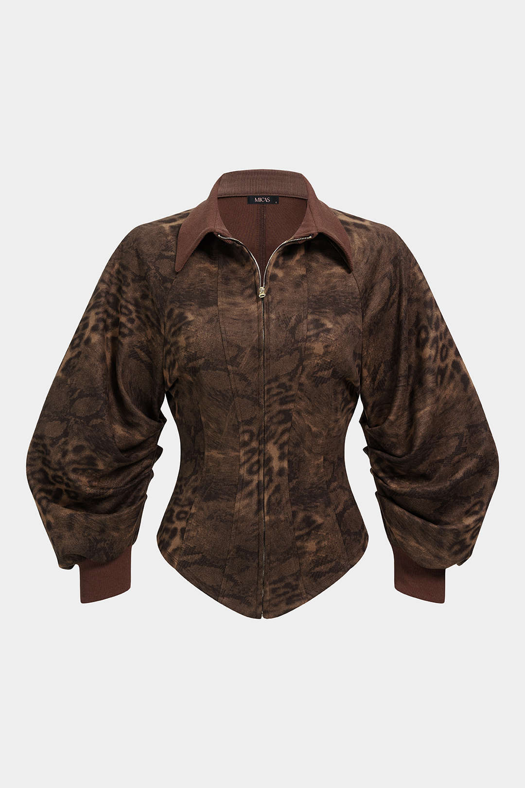 Luipaardprint sweater met rits