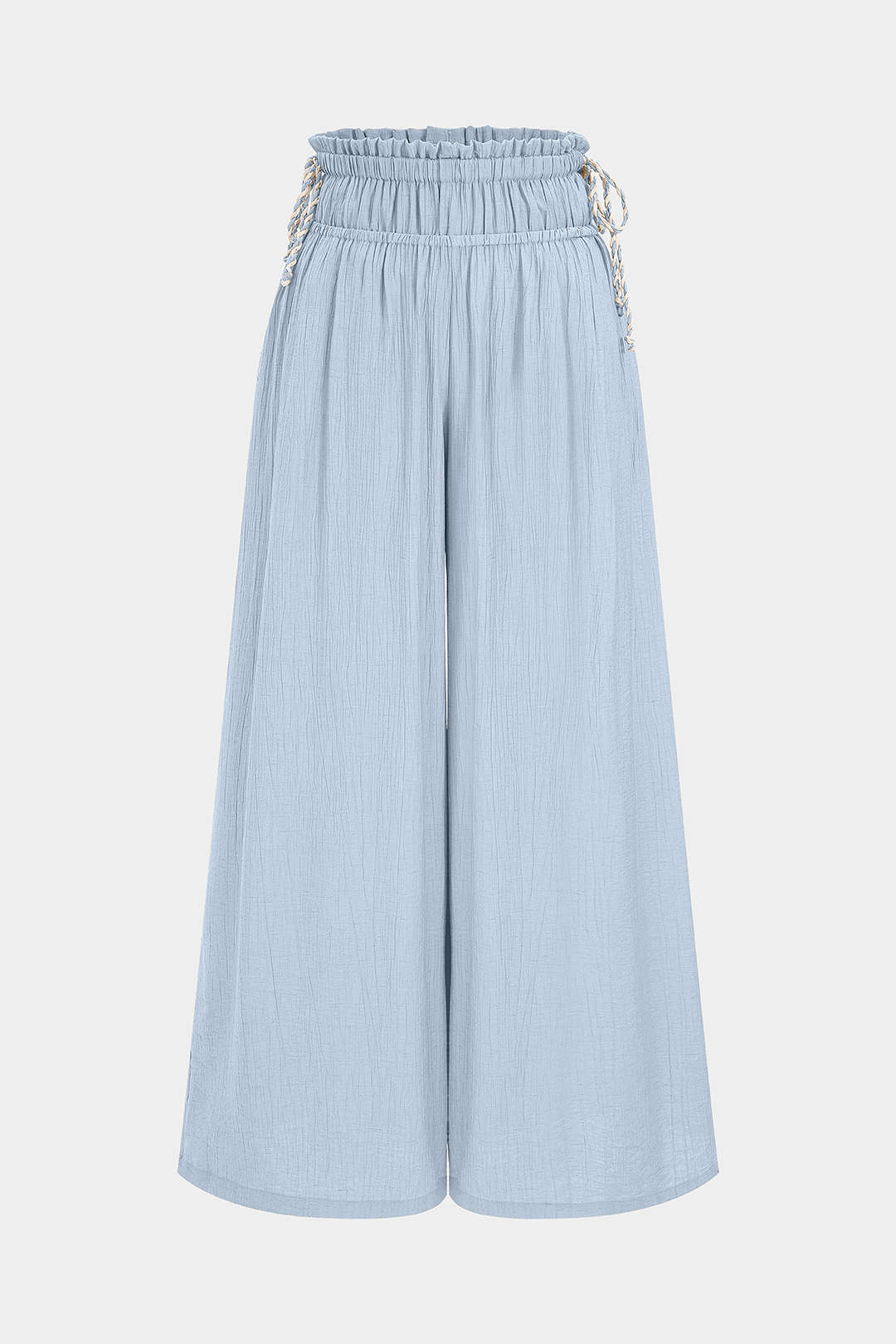 Broek met strik, smokwerk en ruches