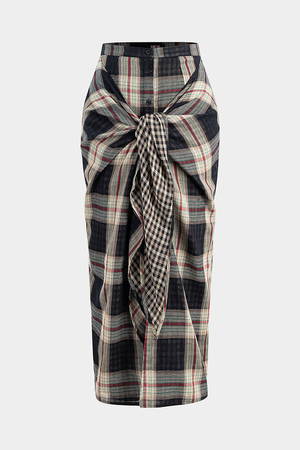 Geruite rok met hoge taille